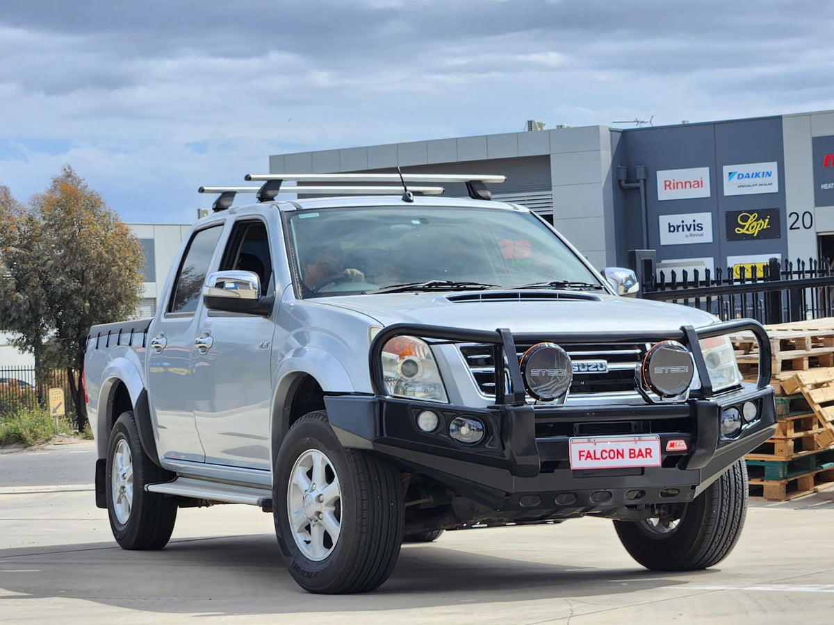 Dmax 2007-2011/ Holden RA7 - 707-02 Falcon Bull Bar Black A-Frame Package (LED Foglight) - SKU MCC-07002-702FOGUP