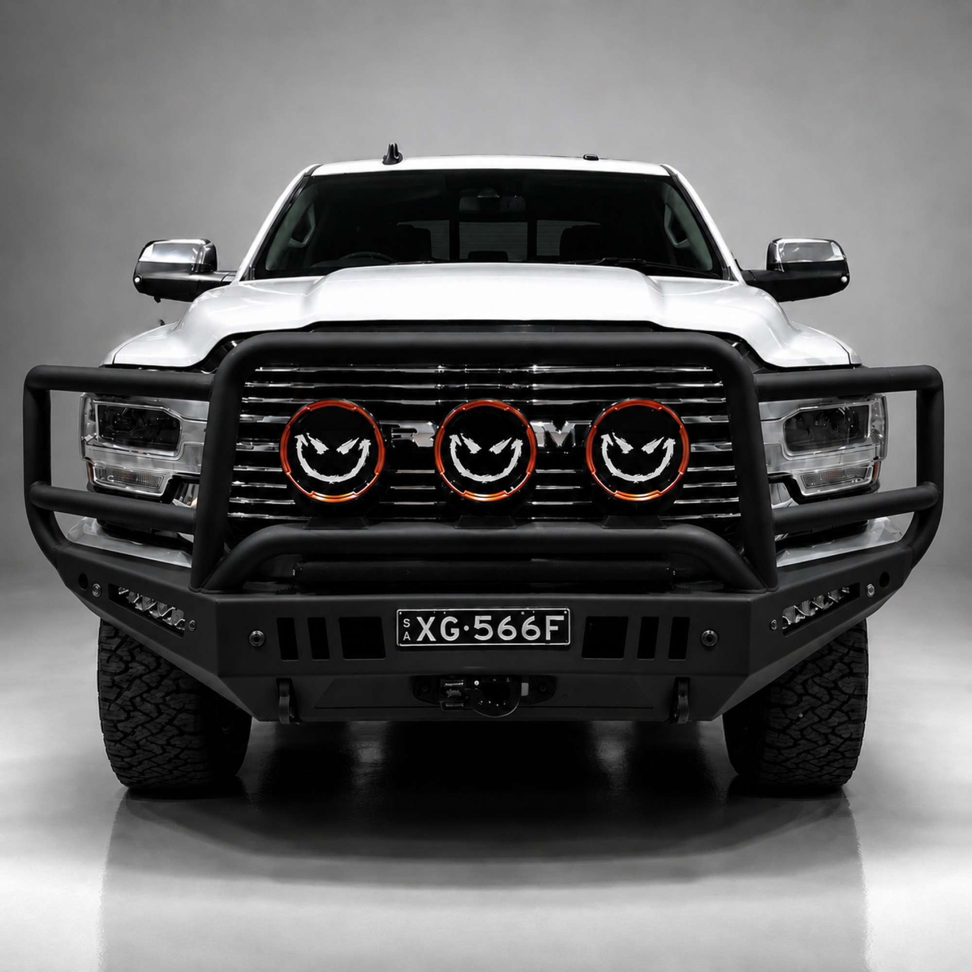 Full Guard Bar, 3 Tabs, Satin Black suits Ram 2500/3500 (25-26) by Outback Kitters