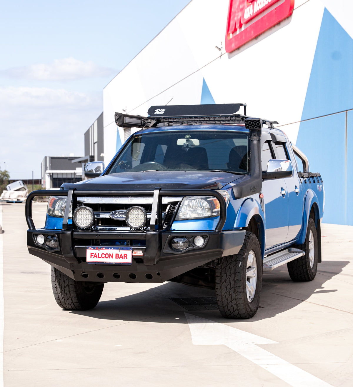 Ranger PK 2009-2011 707-02 Falcon Bull Bar Black A-Frame Package (LED Foglight) - SKU MCC-05002-702FOGUP