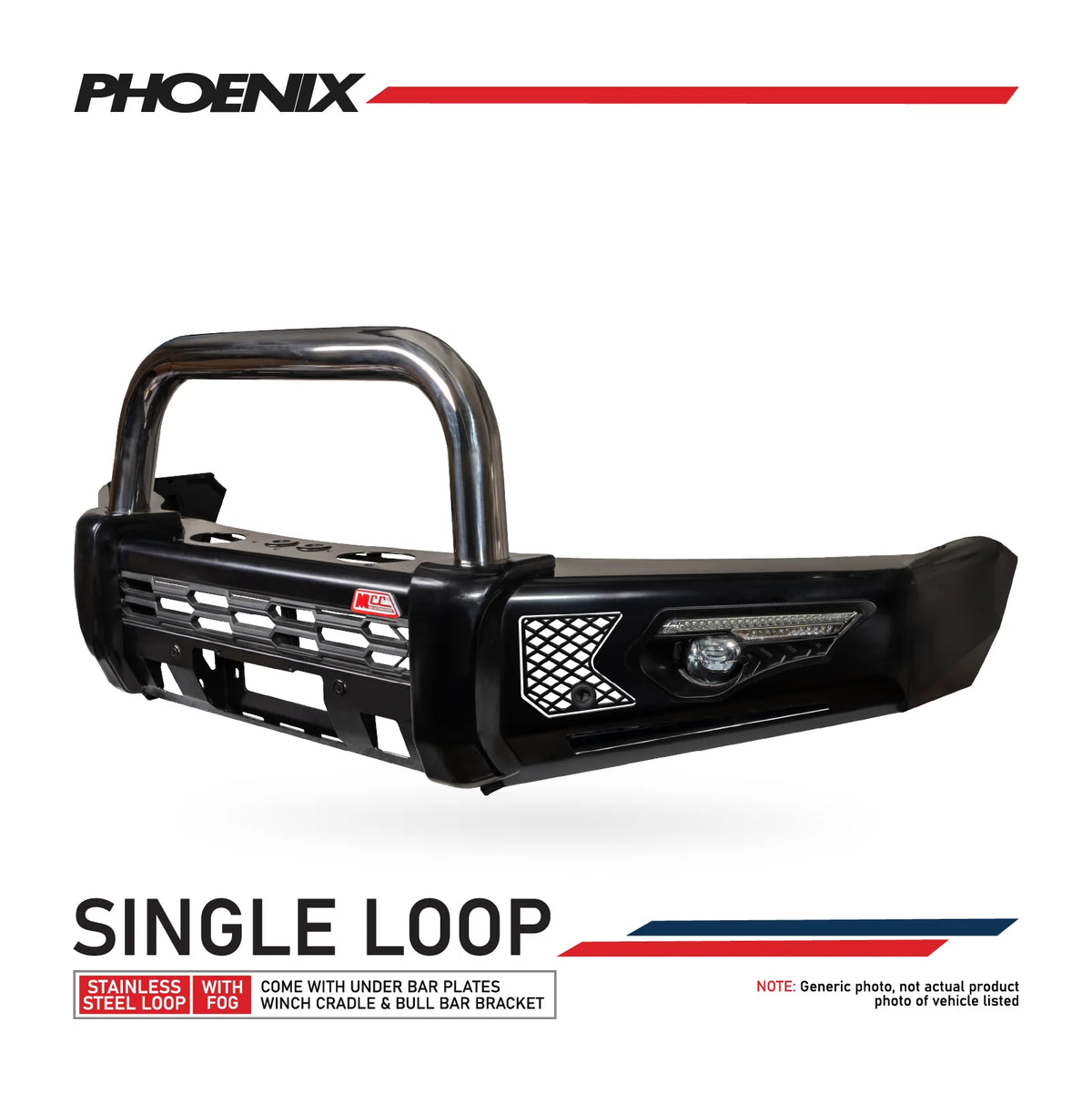Land Cruiser 300 Series 2022-On - 808-01 Phoenix Bull Bar Single Stainless Loop Package - SKU MCC-01023-801SSL