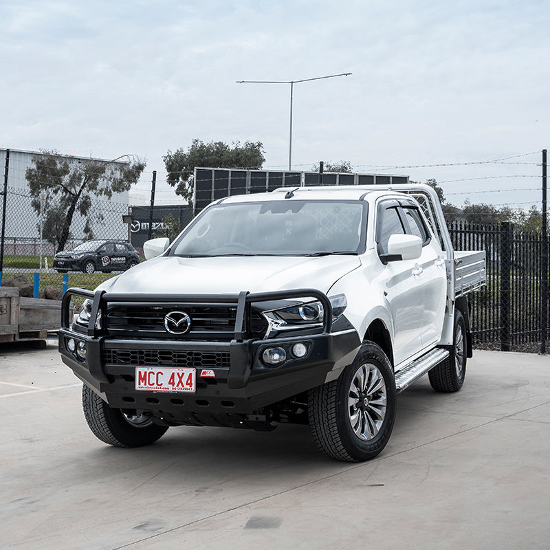 BT50 TF 2021-2025 707-02 Falcon Bull Bar Black A-Frame Package (LED Foglight) - SKU MCC-06004-702FOGUP