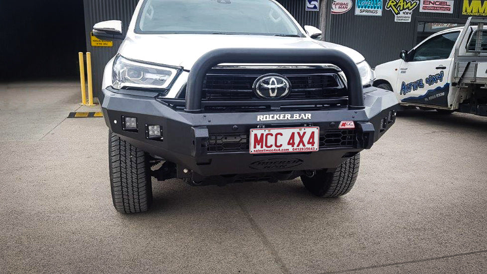 Hilux N80 2016-2020 078-01SQSBL Rocker Bull Bar Single Sand Black Loop Package - SKU MCC-01017-7801SQSBL