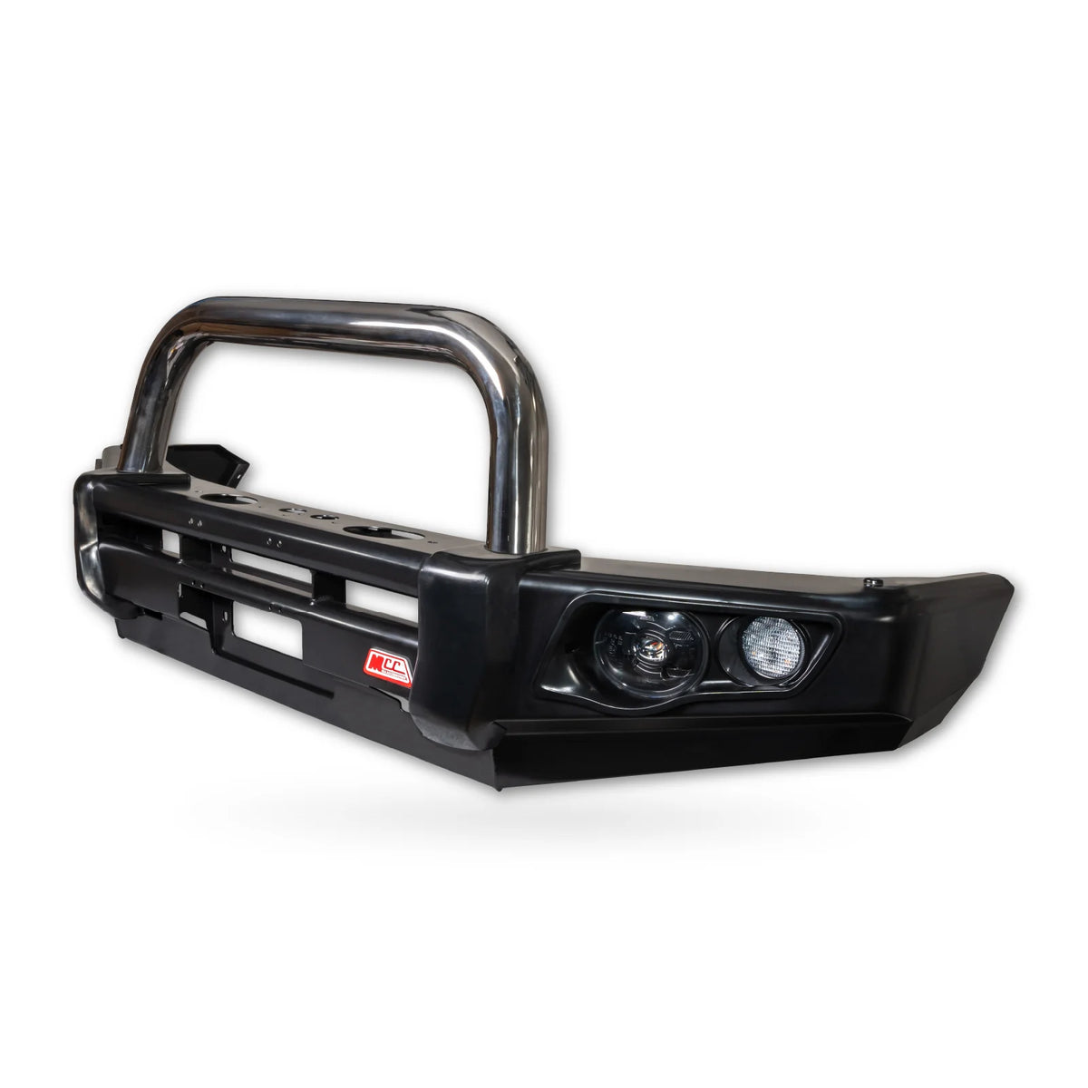 Toyota Hilux 1988-1997 LN105/LN106 (Live) - 707-01 Falcon Bull Bar Single Stainless Loop Package (LED Foglight) - SKU MCC-01000-701SSLFOG