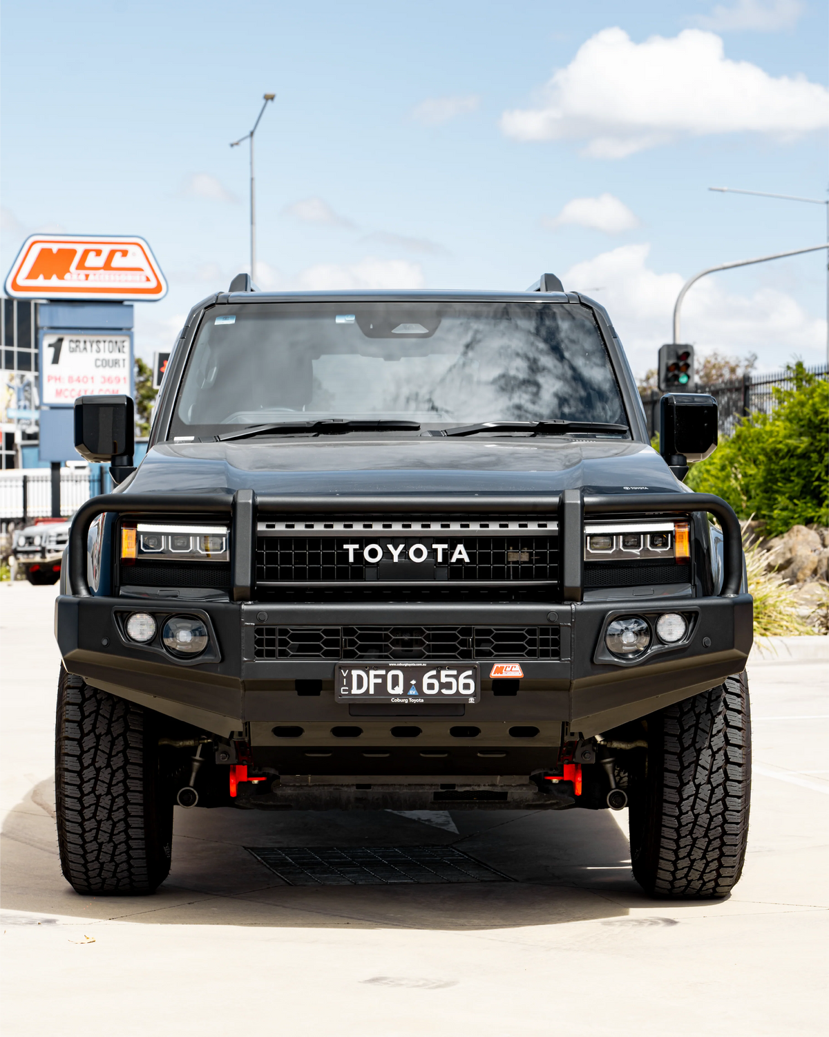Prado 250 2025-On (With Fog) 707-02 Falcon Bull Bar Black A-Frame Package (LED Foglight) (Sand Black)