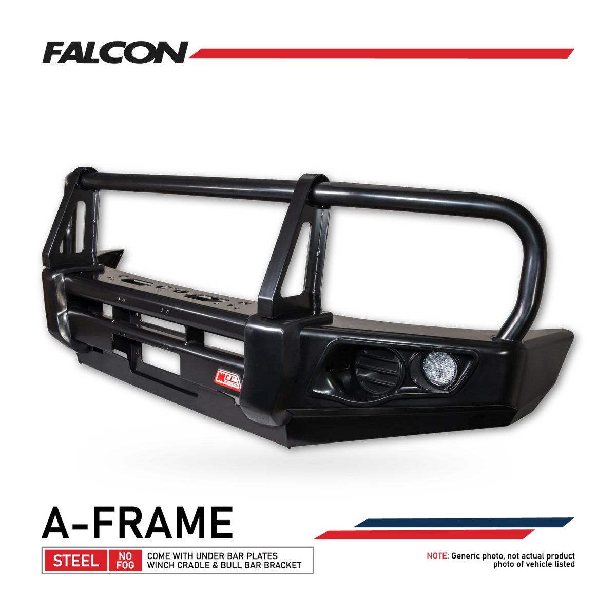Prado 90 1996-2002 707-02 Falcon Bull Bar Black A-Frame Package (No Foglight) - SKU MCC-01009-702UP