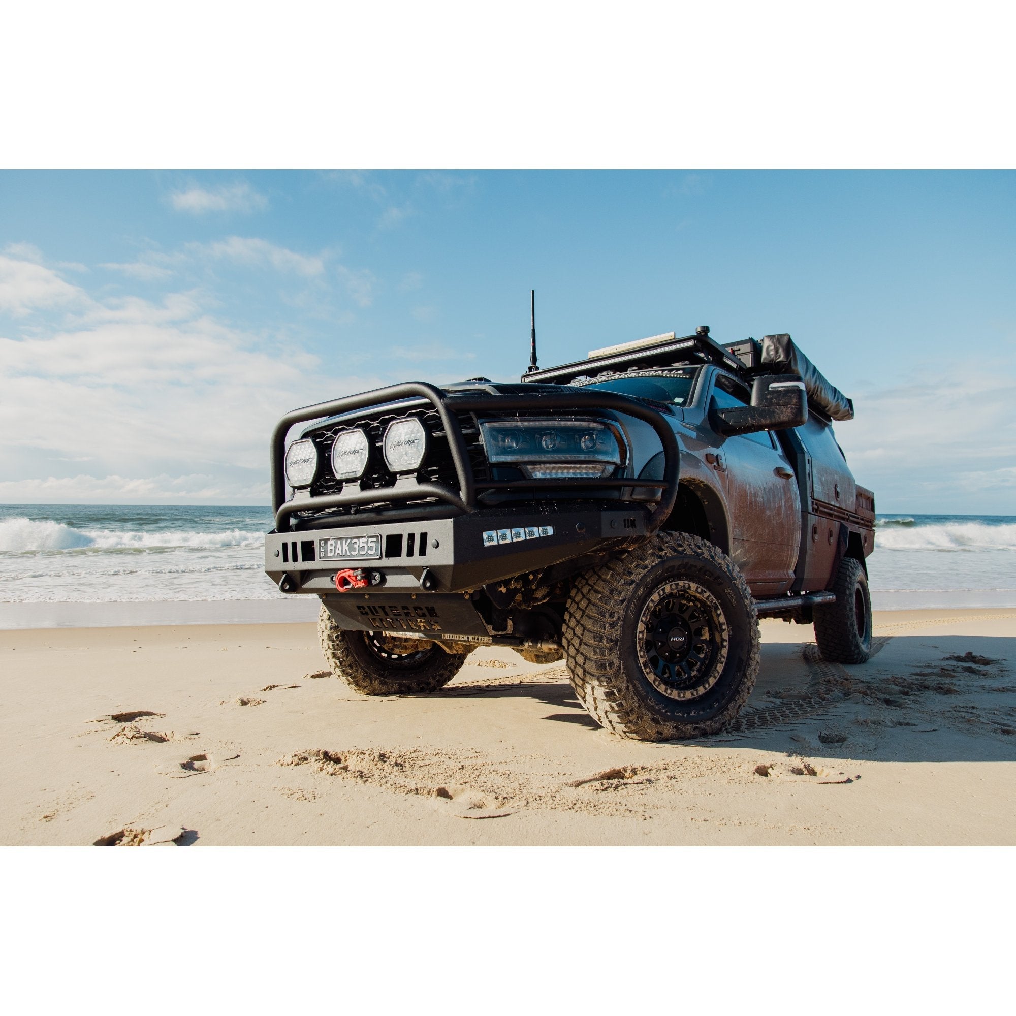 Full Guard Bar, 3 Tabs, Satin Black suits Ram 2500/3500 (25-26) by Outback Kitters
