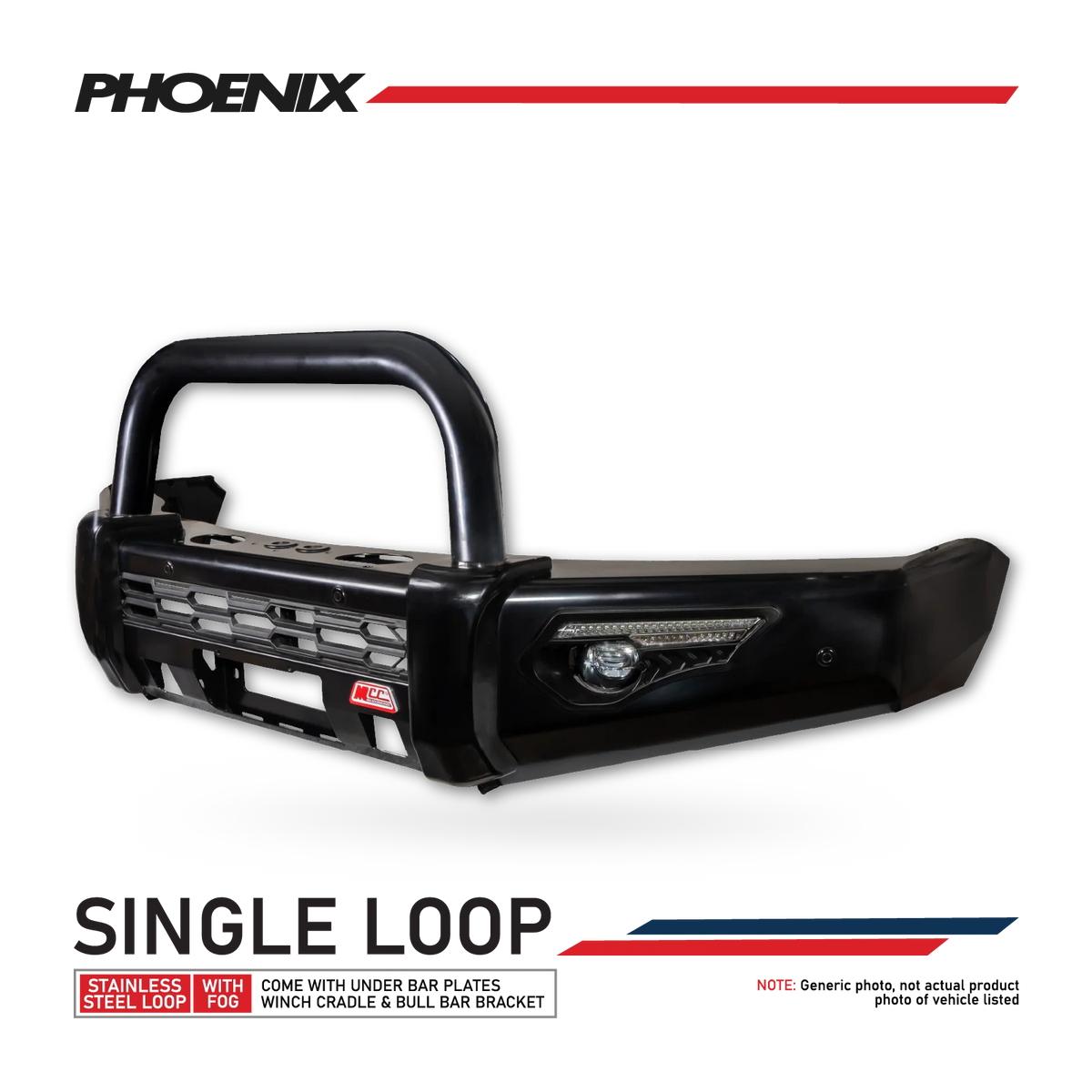 Dmax RT 2012-2016 808-01 Phoenix Bull Bar Single Black Loop Package - SKU MCC-08002-801SBL