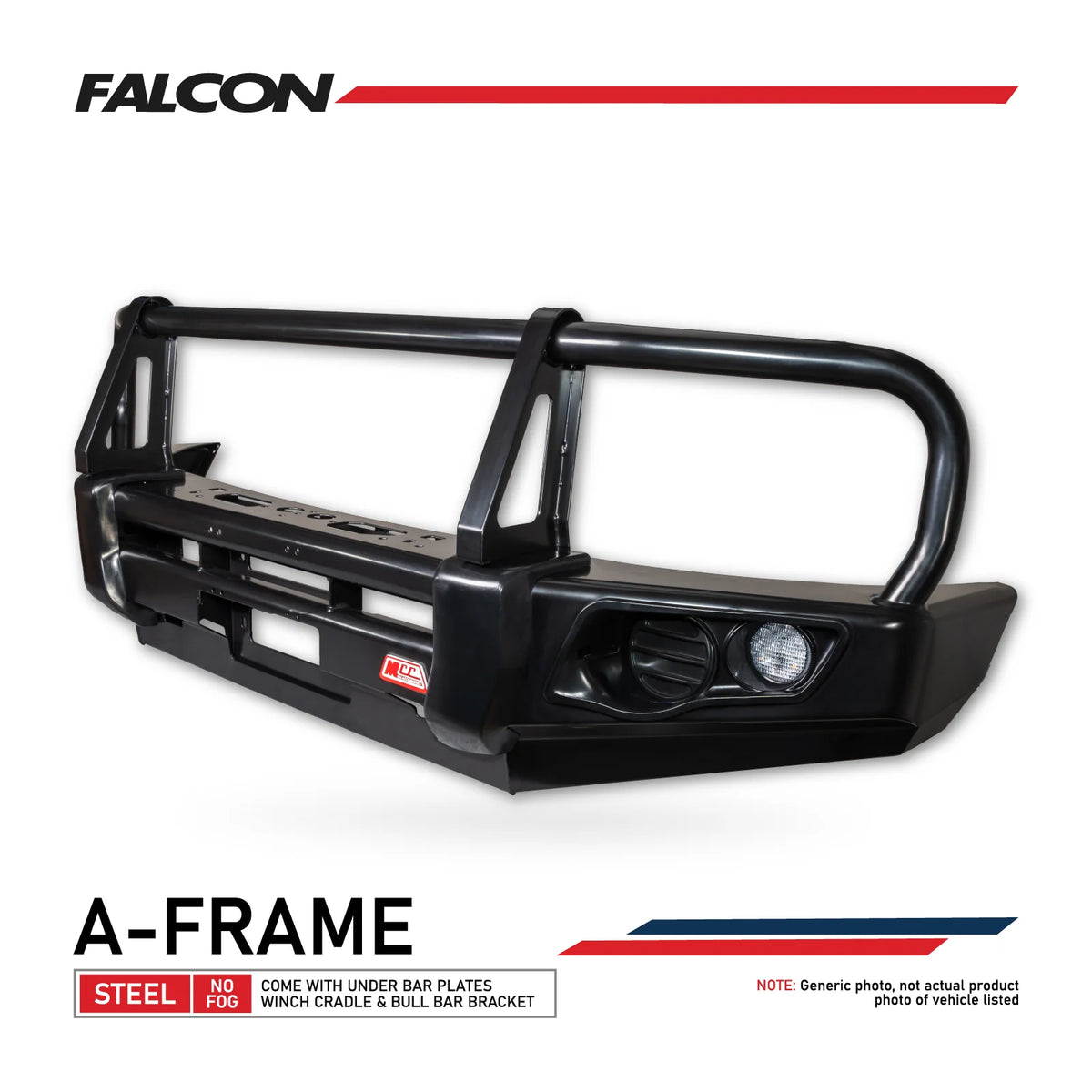 Toyota Surf/4Runner LN185/KZN185 (IFS) 1996-2002 - 707-02 Falcon Bull Bar Black A-Frame Package (No Foglight) - SKU MCC-01016-185702