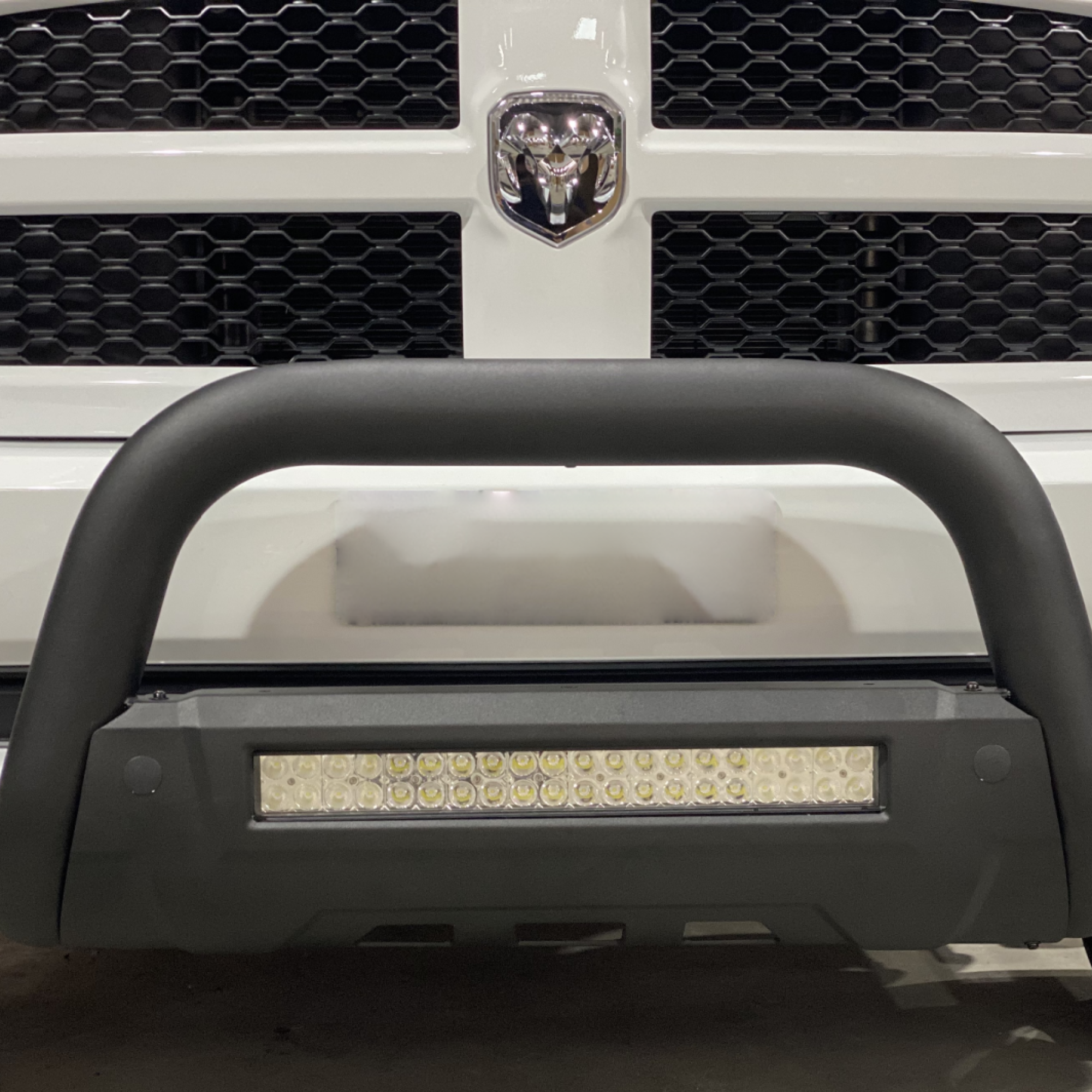Polished SS Nudge Bar with DBL Row Light Bar suits Ram 1500 DS (13-24) by AMTRUX