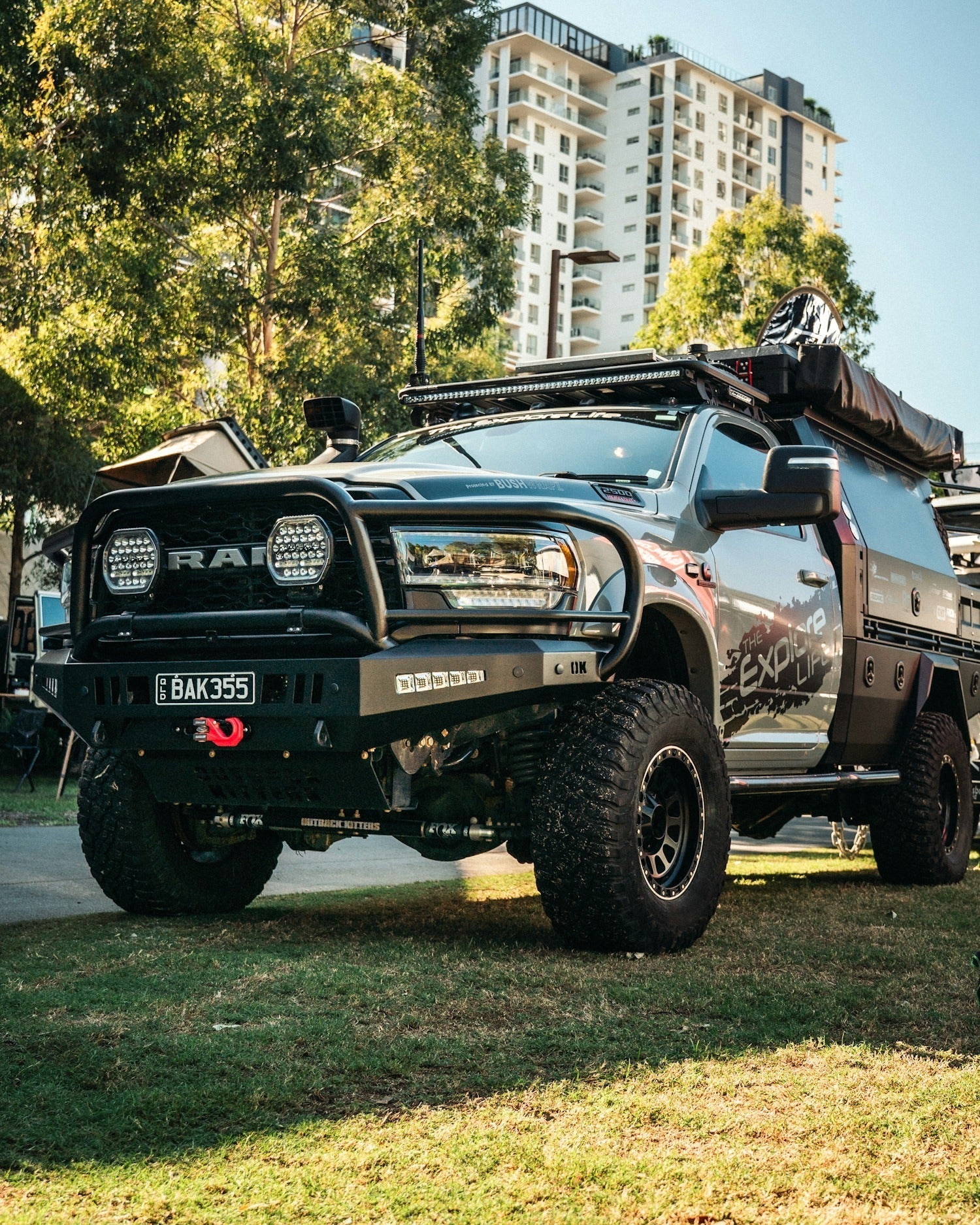 Full Guard Bar, 3 Tabs, Satin Black suits Ram 2500/3500 (2019-2024) by Outback Kitters