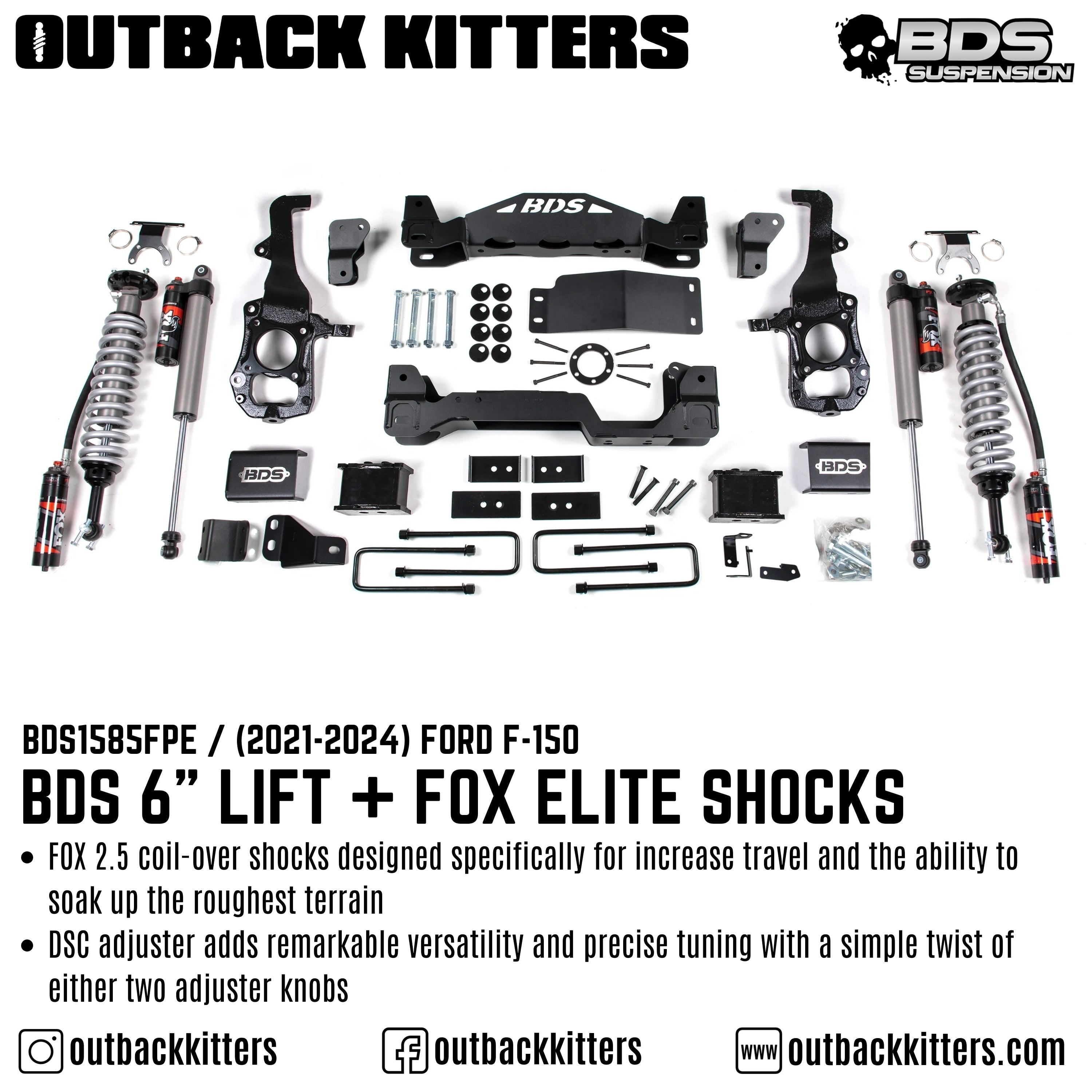BDS Suspension - 6" Lift Kit for 2021+ Ford F150 with Fox Shocks