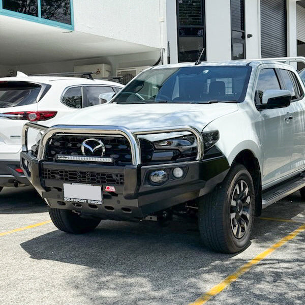 BT50 2025-On Facelift 707-01 Falcon Bull Bar Single Stainless Loop Package (LED Foglight)