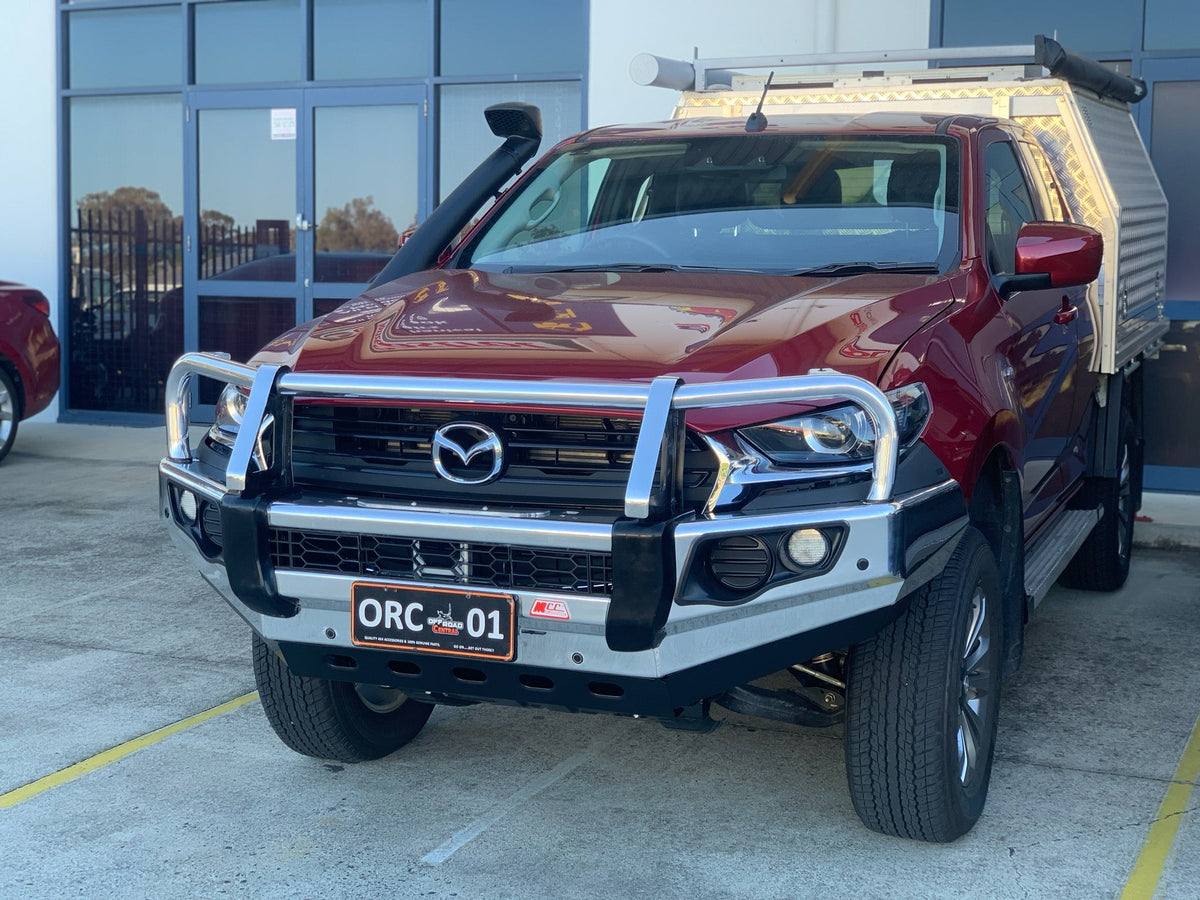 BT50 TF 2021-2025 707-02A Alloy Falcon Bull Bar Black A-Frame Package (LED Foglight) - SKU MCC-06004-702AW