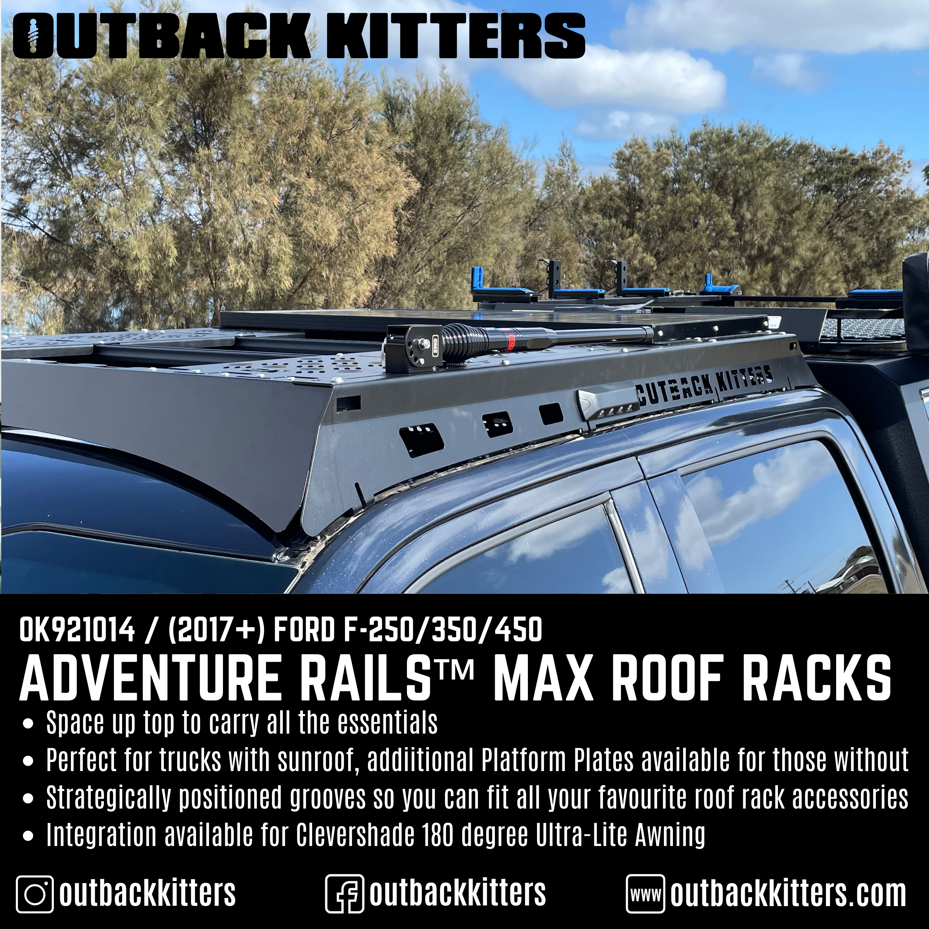 Outback Kitters Adventure Rails™ MAX Roof Rack for 2020+ Ford F-250/F-350/F-450