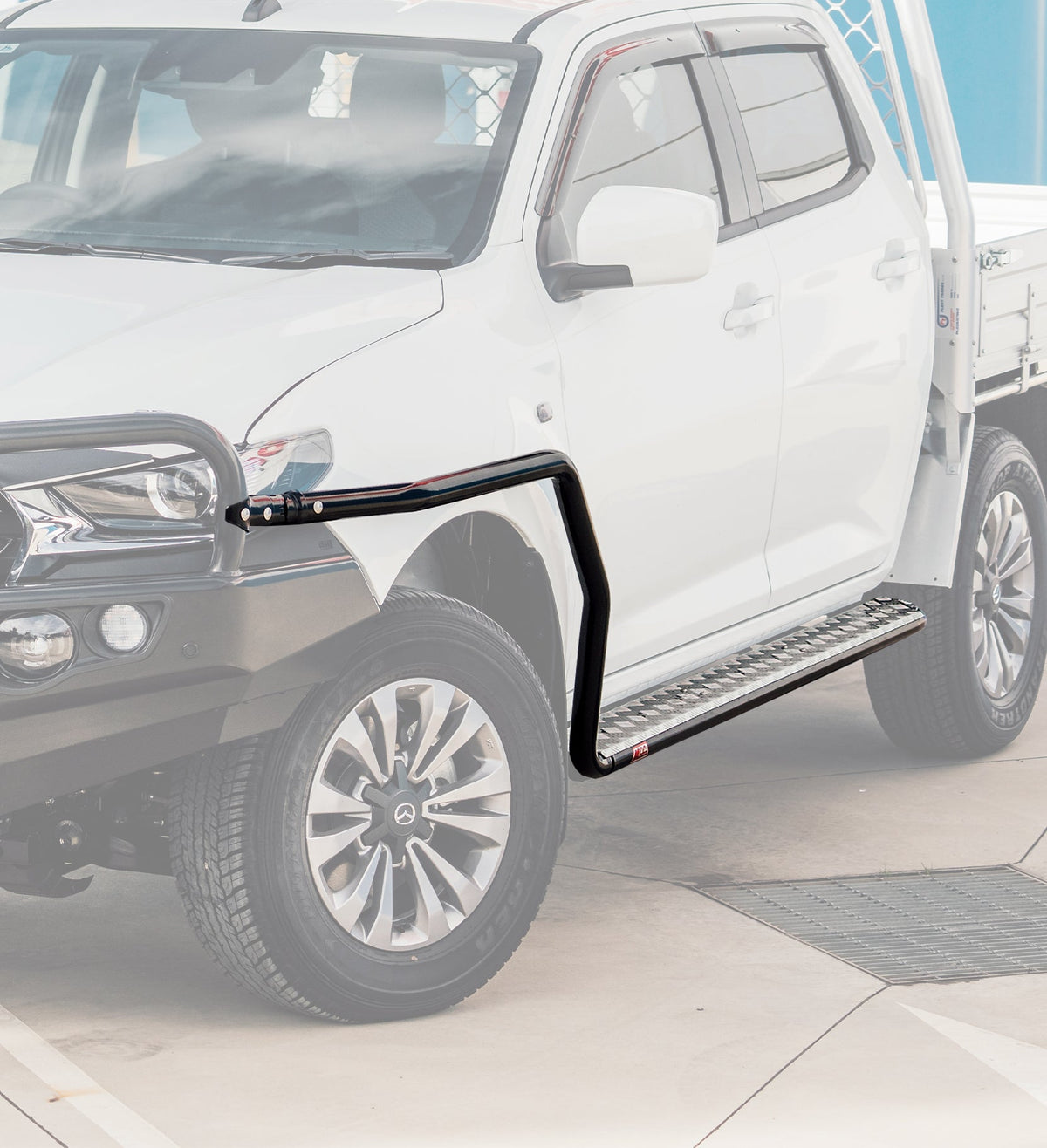 Prado 90 1996-2002 039SBSR Side Step and Rail Package (Sand Black) (50mm Bull Bar) - SKU MCC-01009-039SBSR