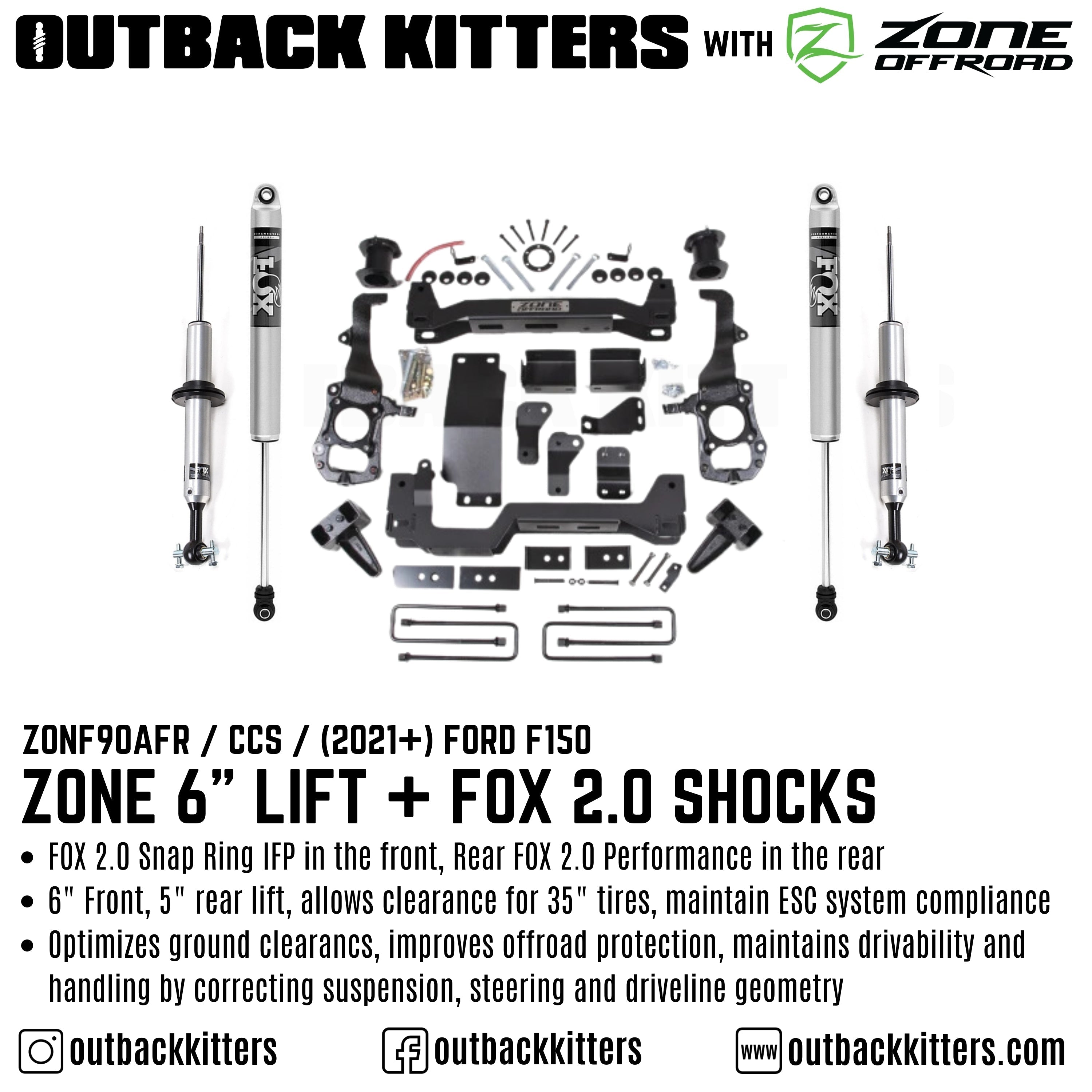 OK with Zone Offroad 6" Levelling Kit for 2021+ Ford F150