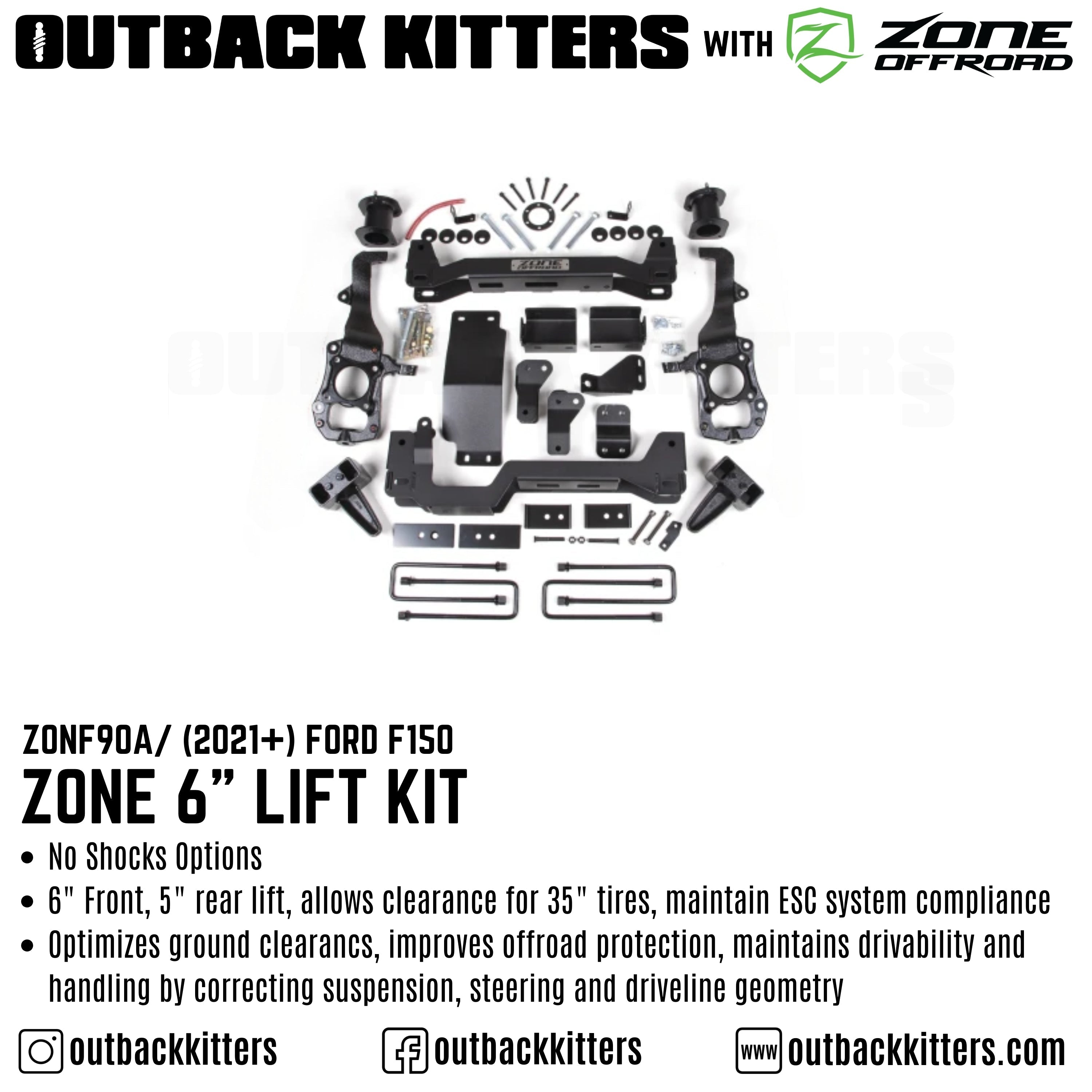 OK with Zone Offroad 6" Levelling Kit for 2021+ Ford F150