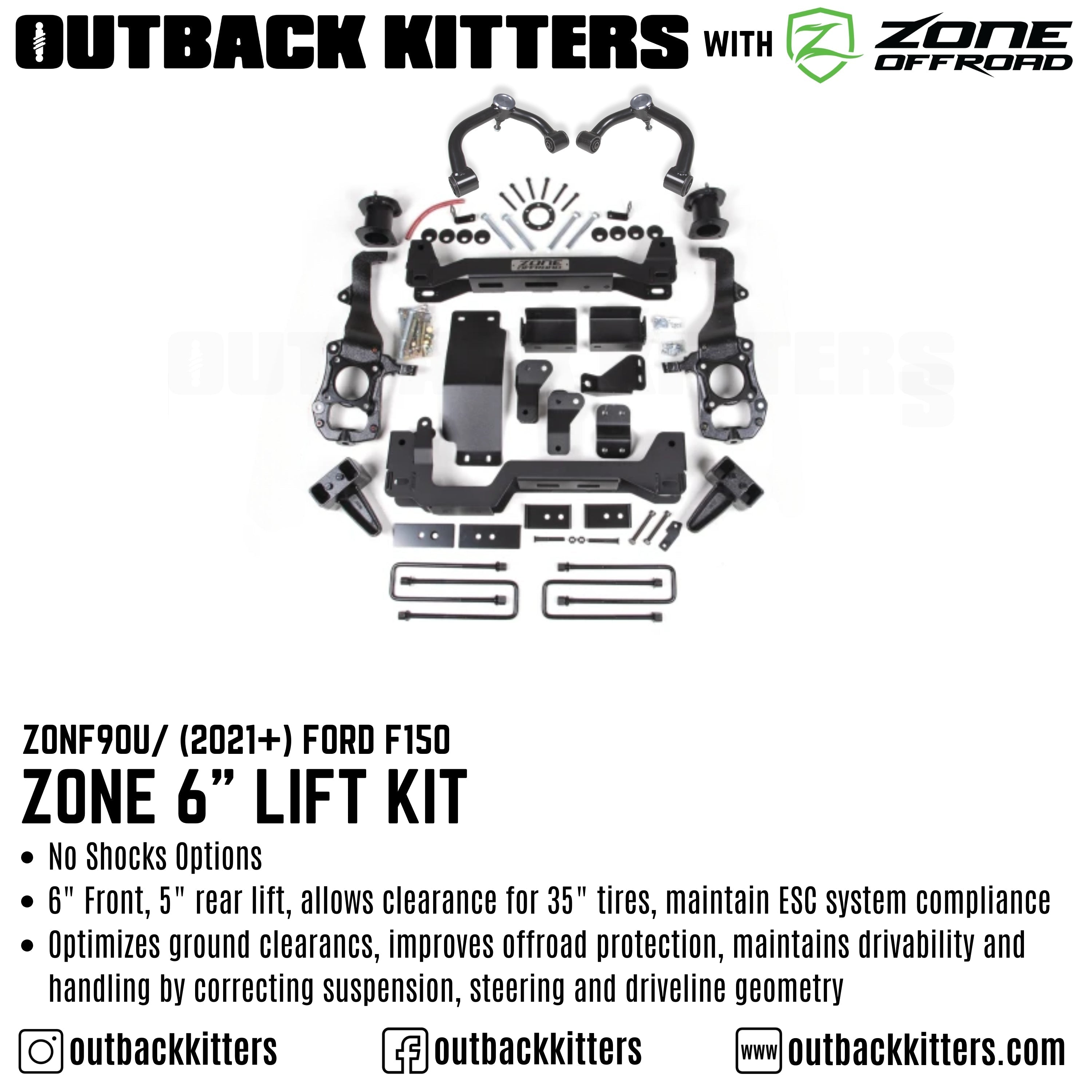 OK with Zone Offroad 6" Levelling Kit for 2021+ Ford F150