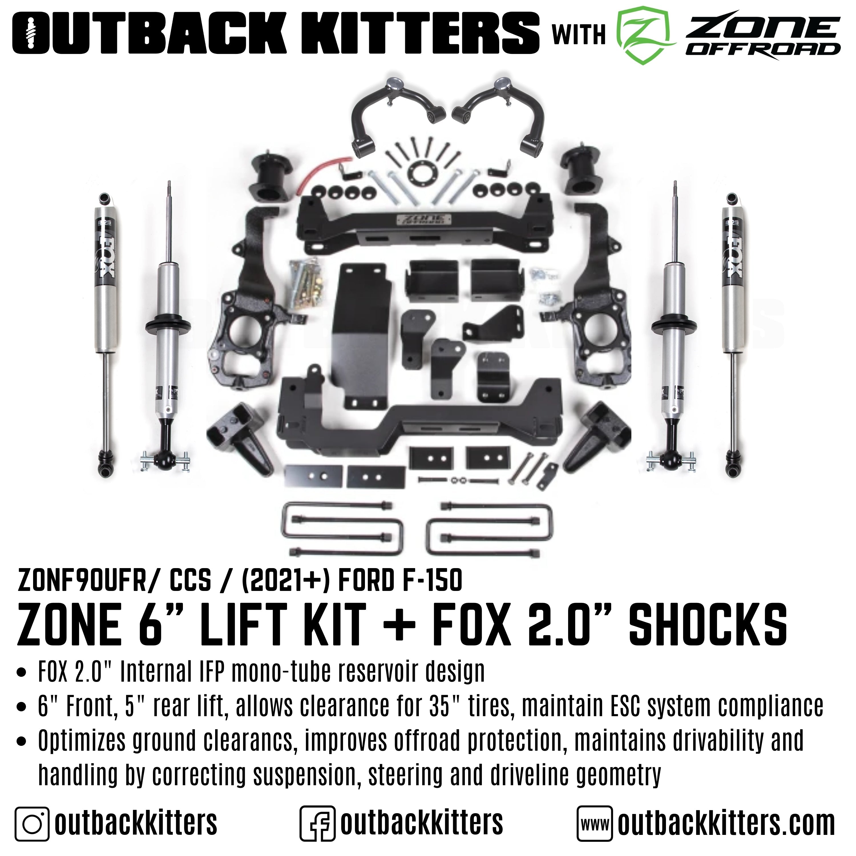 OK with Zone Offroad 6" Levelling Kit for 2021+ Ford F150