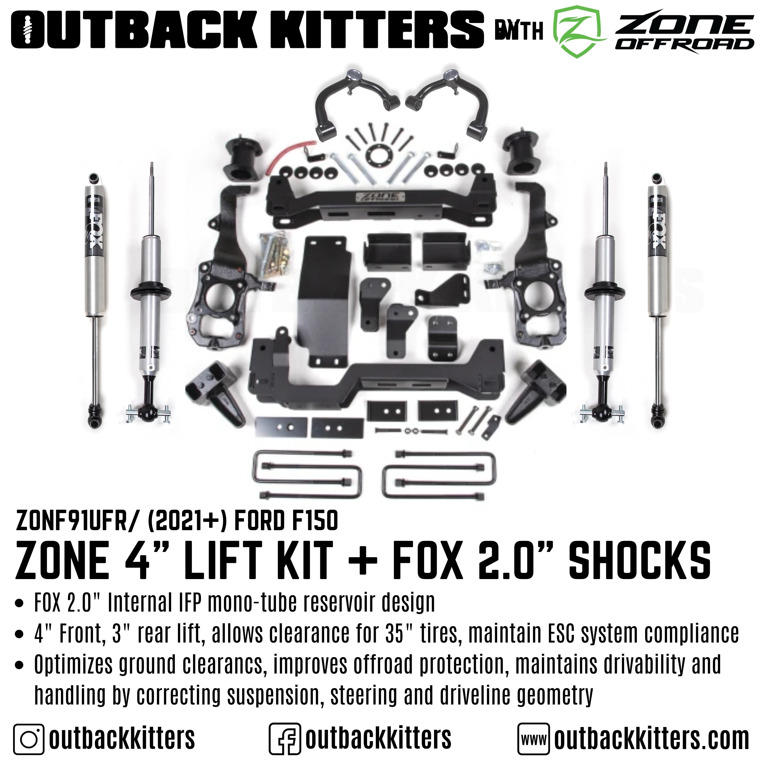 OK with Zone Offroad 4" Lift Kit for 2021+ Ford F150