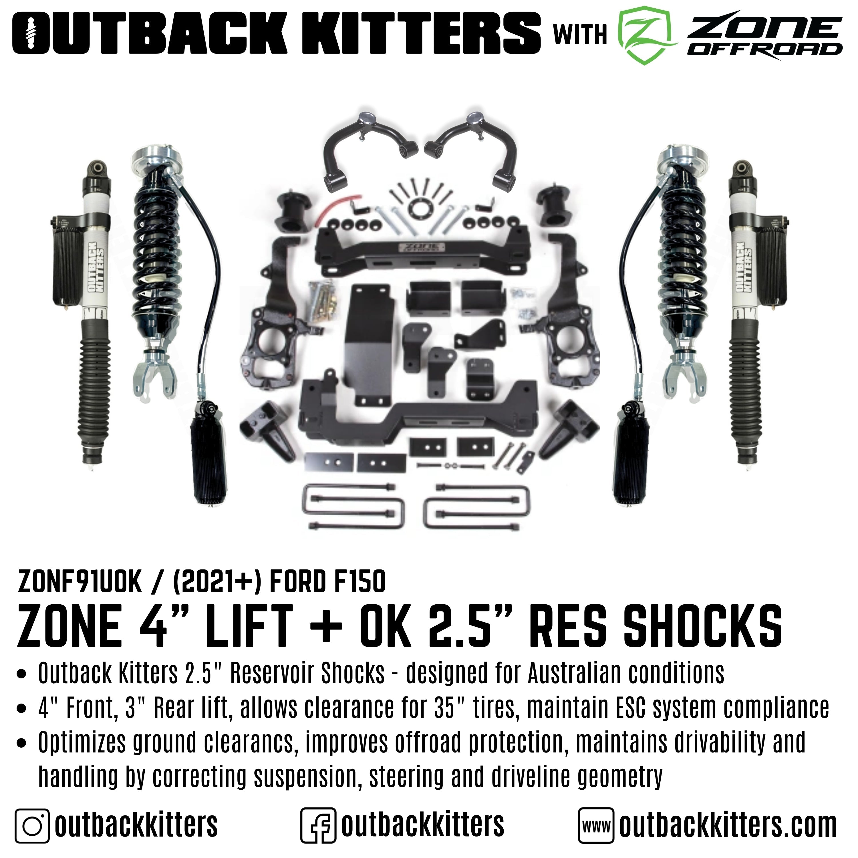 OK with Zone Offroad 4" Lift Kit for 2021+ Ford F150