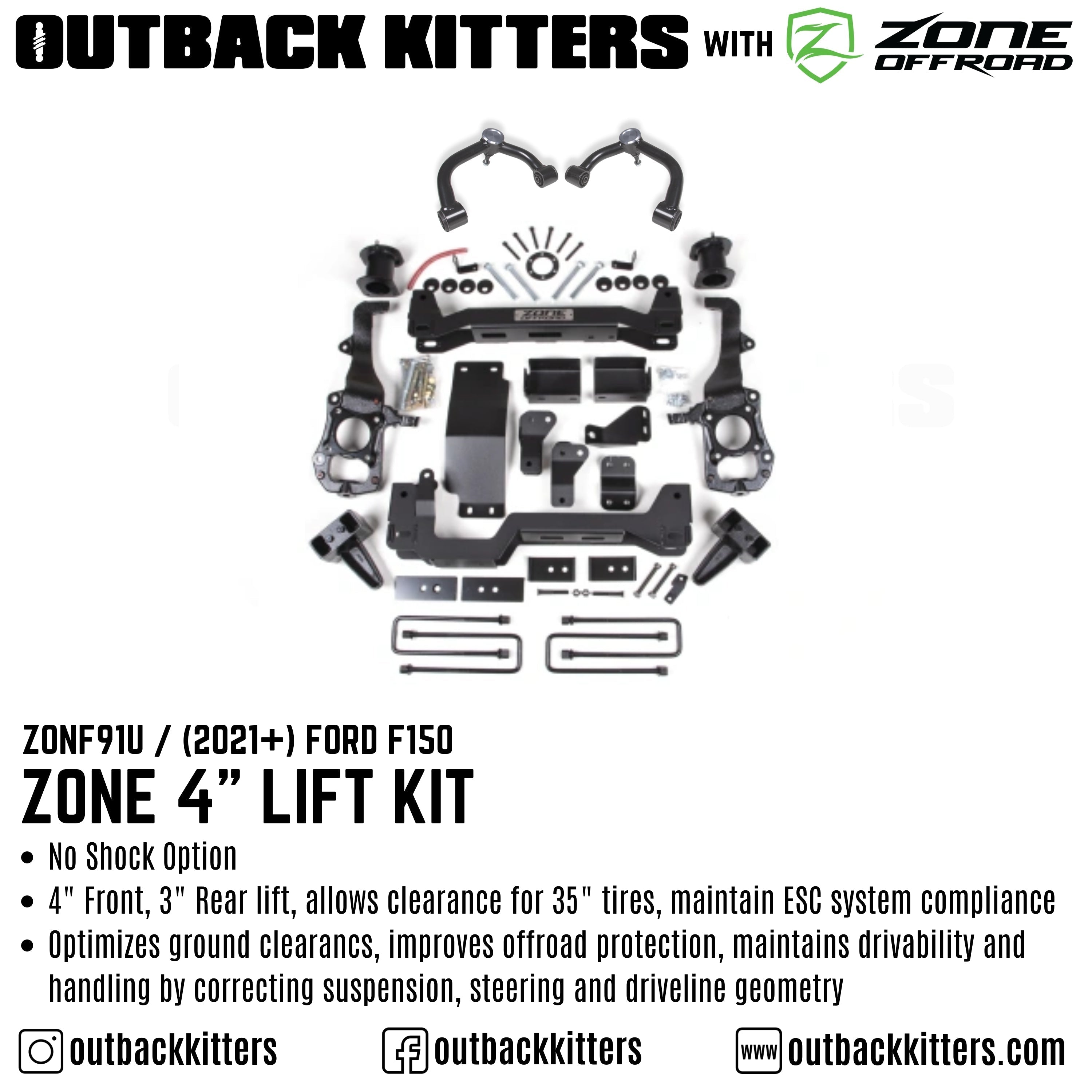 OK with Zone Offroad 4" Lift Kit for 2021+ Ford F150