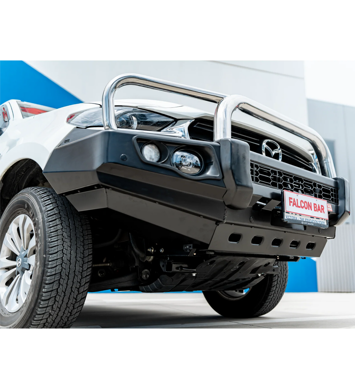 BT50 TF 2021-2025 707-01 Falcon Bull Bar Triple Stainless Loops Package (LED Foglight) - SKU MCC-06004-701FOGUP