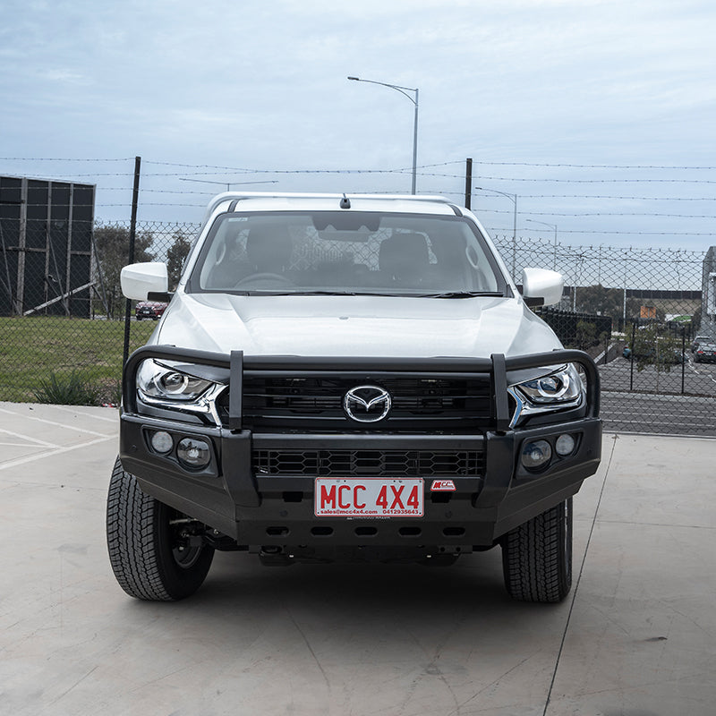 BT50 TF 2021-2025 707-02 Falcon Bull Bar Black A-Frame Package (LED Foglight) - SKU MCC-06004-702FOGUP