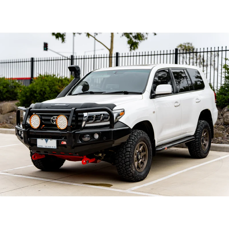 Land Cruiser 200 series prefacelift 2007-2015  707-02 Falcon Bull Bar Black A-Frame Package (LED Foglight) - SKU MCC-01008-702FOGUP