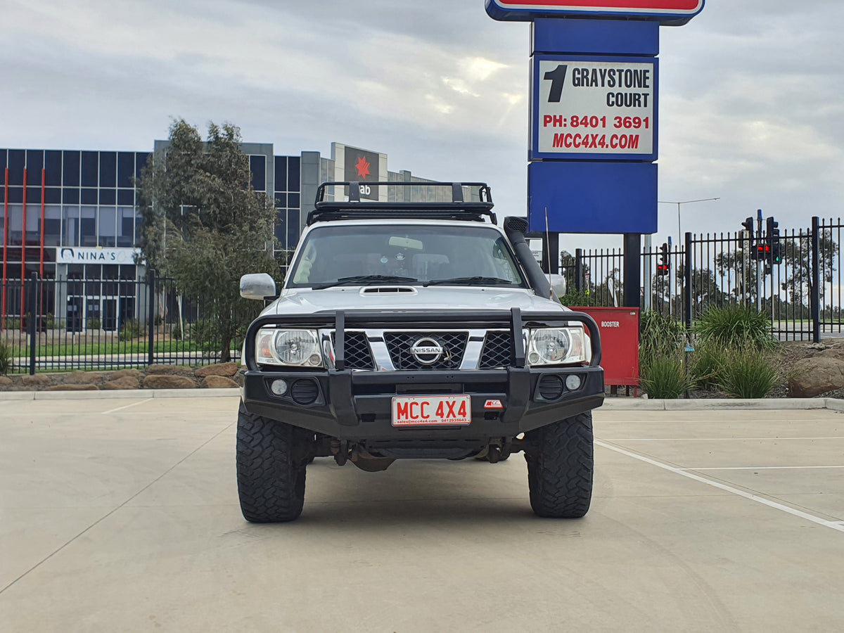 Patrol Y61 2005-2016 707-02 Falcon Bull Bar Black A-Frame Package (No Foglight) - SKU MCC-03004-702UP