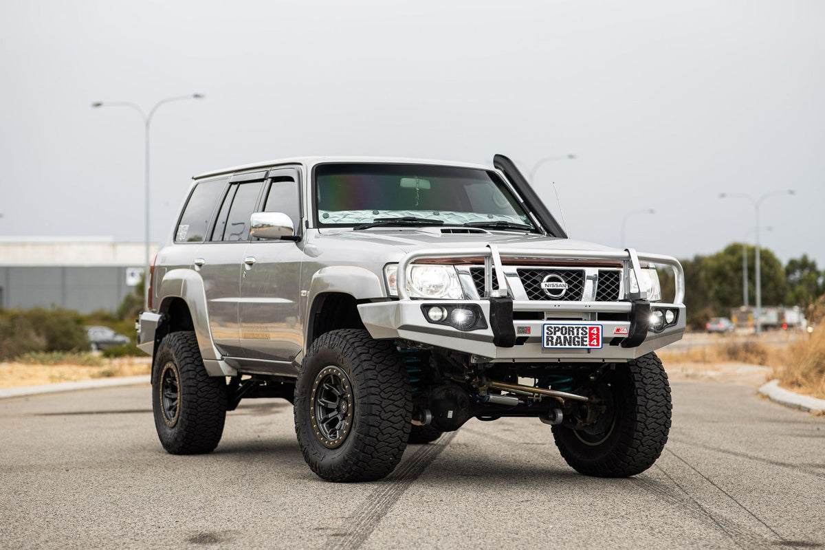 Patrol Y61 2005-2016 707-02 Falcon Bull Bar Black A-Frame Package (LED Foglight) - SKU MCC-03004-702FOGUP