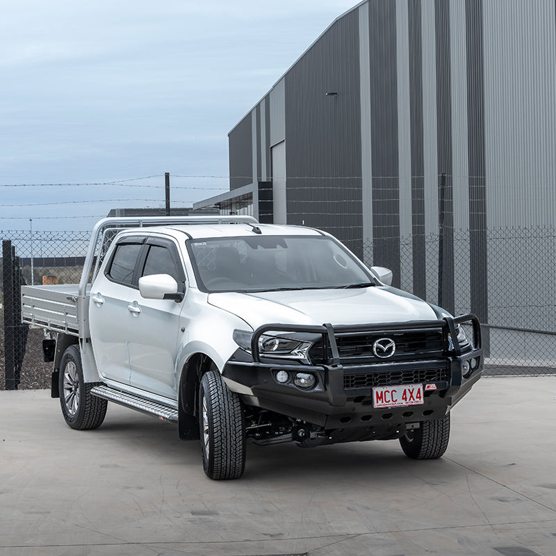 BT50 TF 2021-2025 707-02 Falcon Bull Bar Black A-Frame Package (LED Foglight) - SKU MCC-06004-702FOGUP