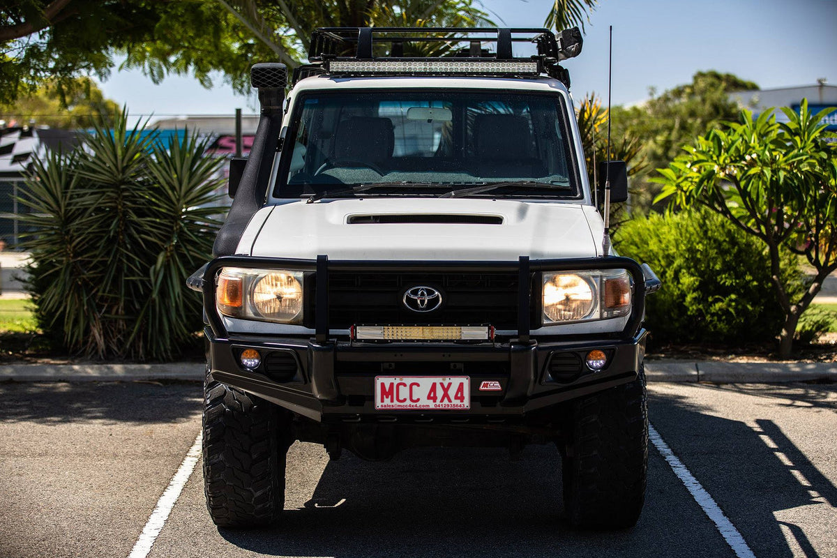 Land Cruiser 70 series 2007-2022 707-02 Falcon Bull Bar Black A-Frame Package (No Foglight) - SKU MCC-01005-702UP