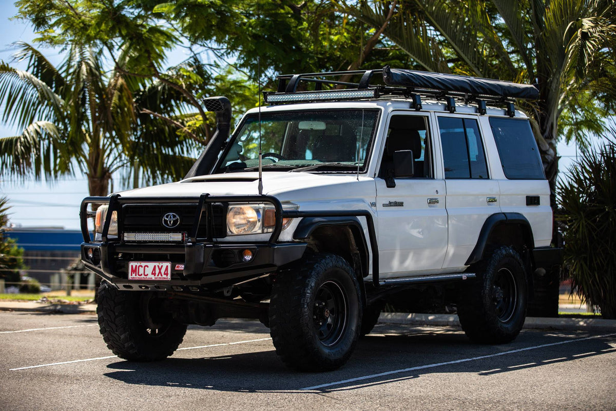 Land Cruiser 70 series 2007-2022 707-02 Falcon Bull Bar Black A-Frame Package (No Foglight) - SKU MCC-01005-702UP