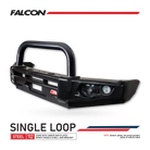 Land Cruiser 70s Series 2024-On - 707-01 Falcon Bull Bar Single Black Loop Package (LED Foglight) - SKU MCC-01024-701SBLFOG