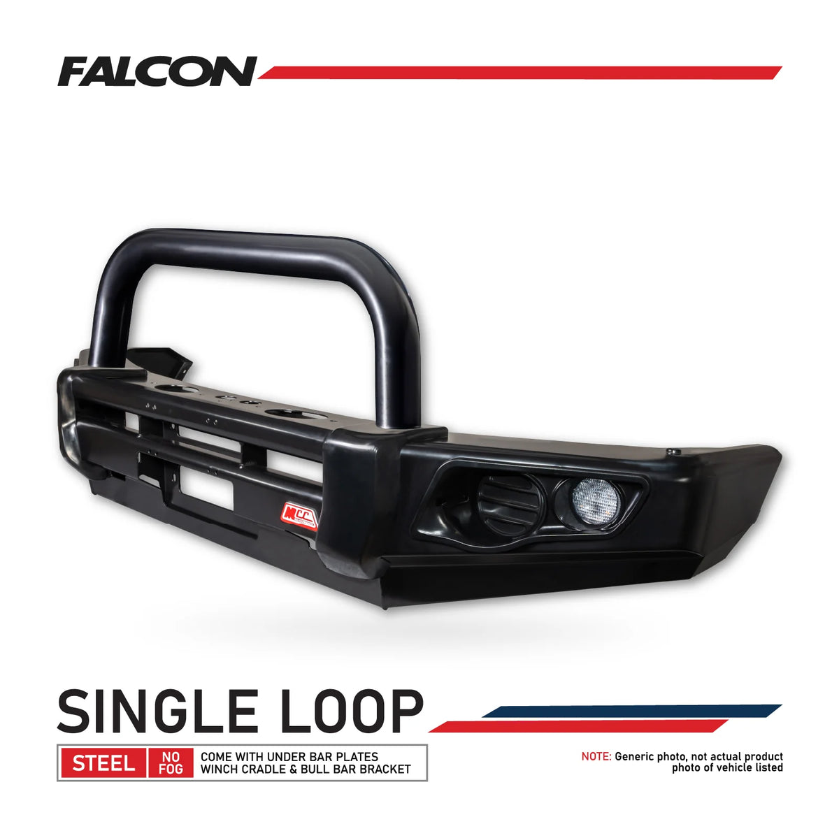 Hilux 2026-On (9th Gen) 707-01 Falcon Bull Bar Single Black Loops Package (No Foglight)