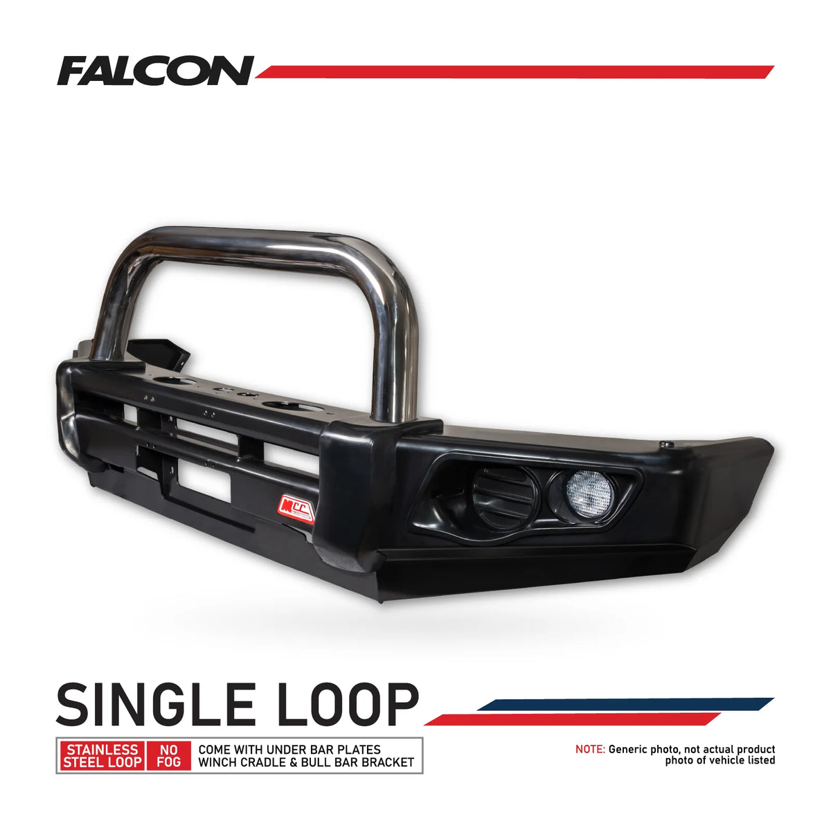Land Cruiser 70 Series Single Cab 2024-On  707-01 Falcon Bull Bar Single Stainless Loop Package (No Foglight)