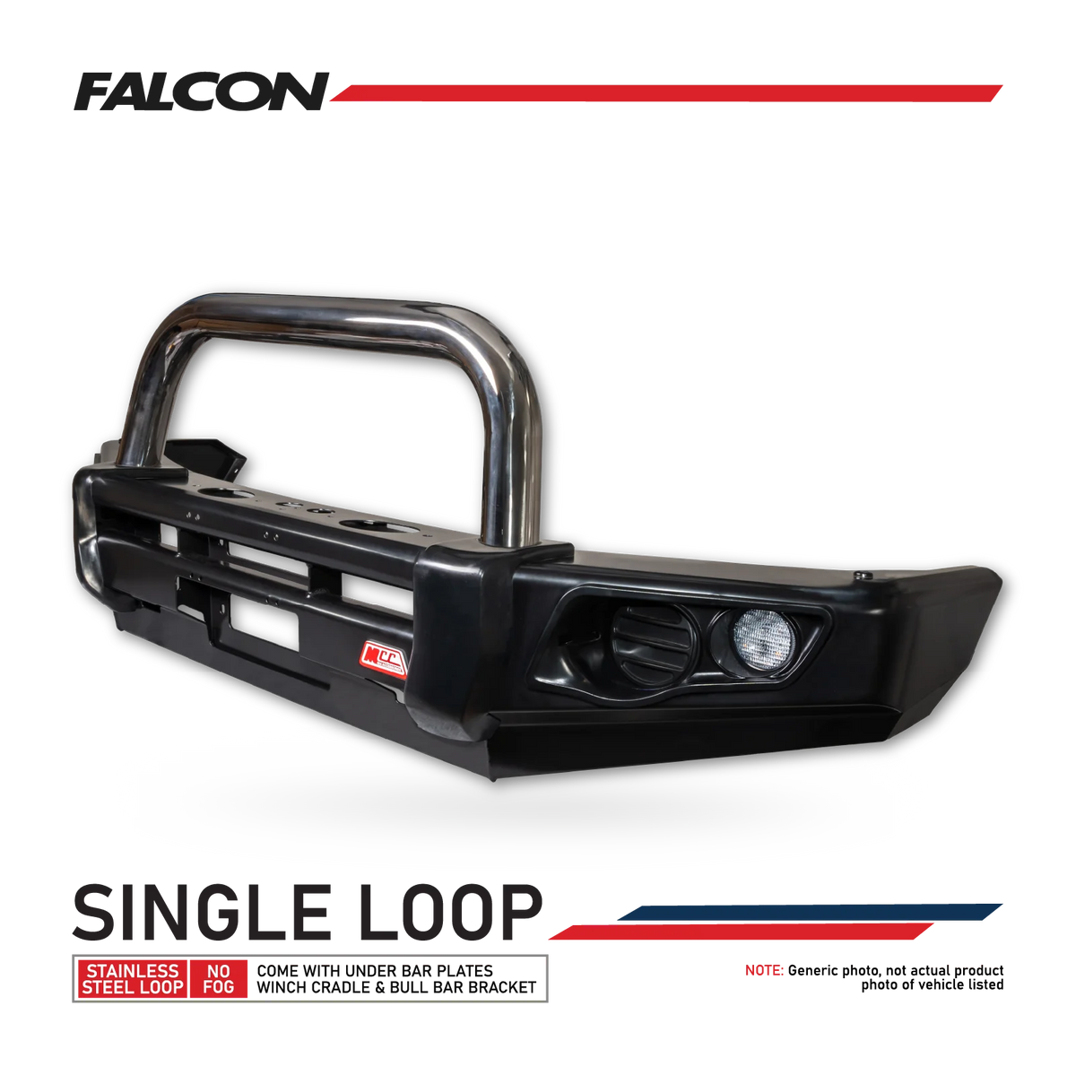 Dmax 2007-2011/ Holden RA7 - 707-01 Falcon Bull Bar Single Black Loop Package (No Foglight) - SKU MCC-07002-701SBL