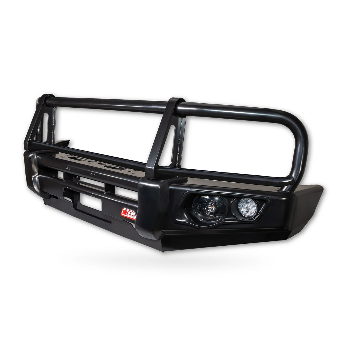 Land Cruiser 100 series 1998-2007  707-02 Falcon Bull Bar Black A-Frame Package (LED Foglight) - SKU MCC-01007-702FOGUP