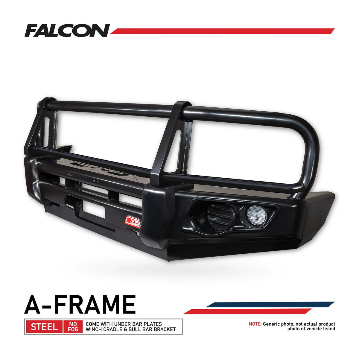 Land Cruiser 70 series 1984-2007 707-02 Falcon Bull Bar Black A-Frame Package (No Foglight) - SKU MCC-01003-702