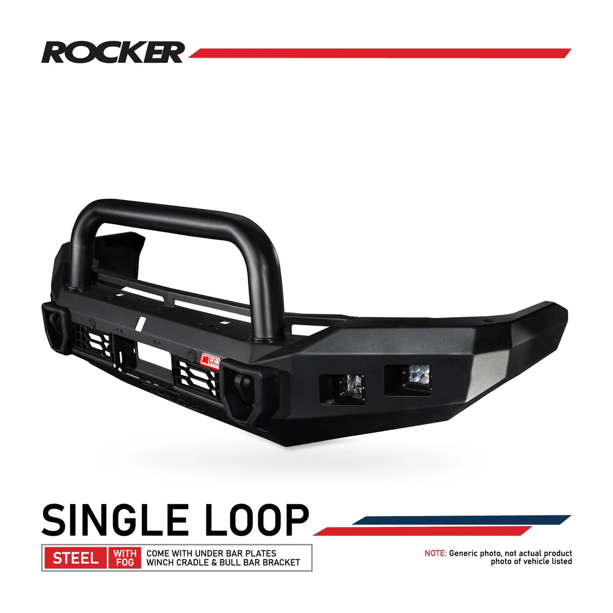 Next-Gen Ranger/Everest 2022-On - 078-01SQSBL Rocker Bull Bar Single Sand Sand Black Loop Package - SKU MCC-05010-7801SQSBL