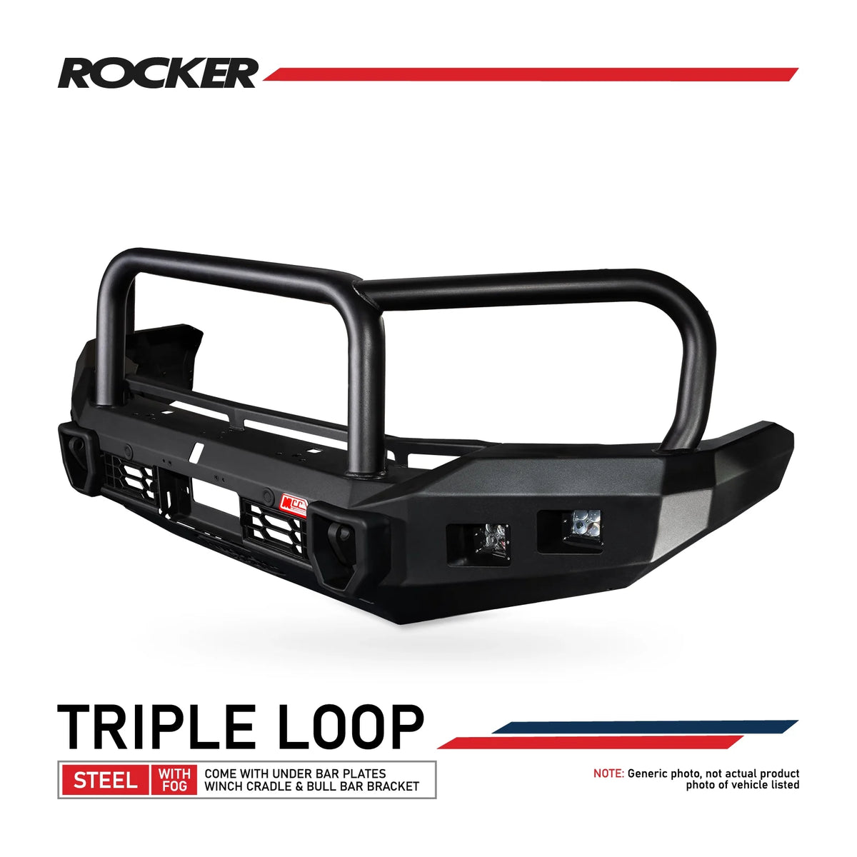 Next-Gen Ranger 2022-On - 078-02SQ Rocker Bull Bar Triple Loops Package - SKU MCC-05010-7802SQ