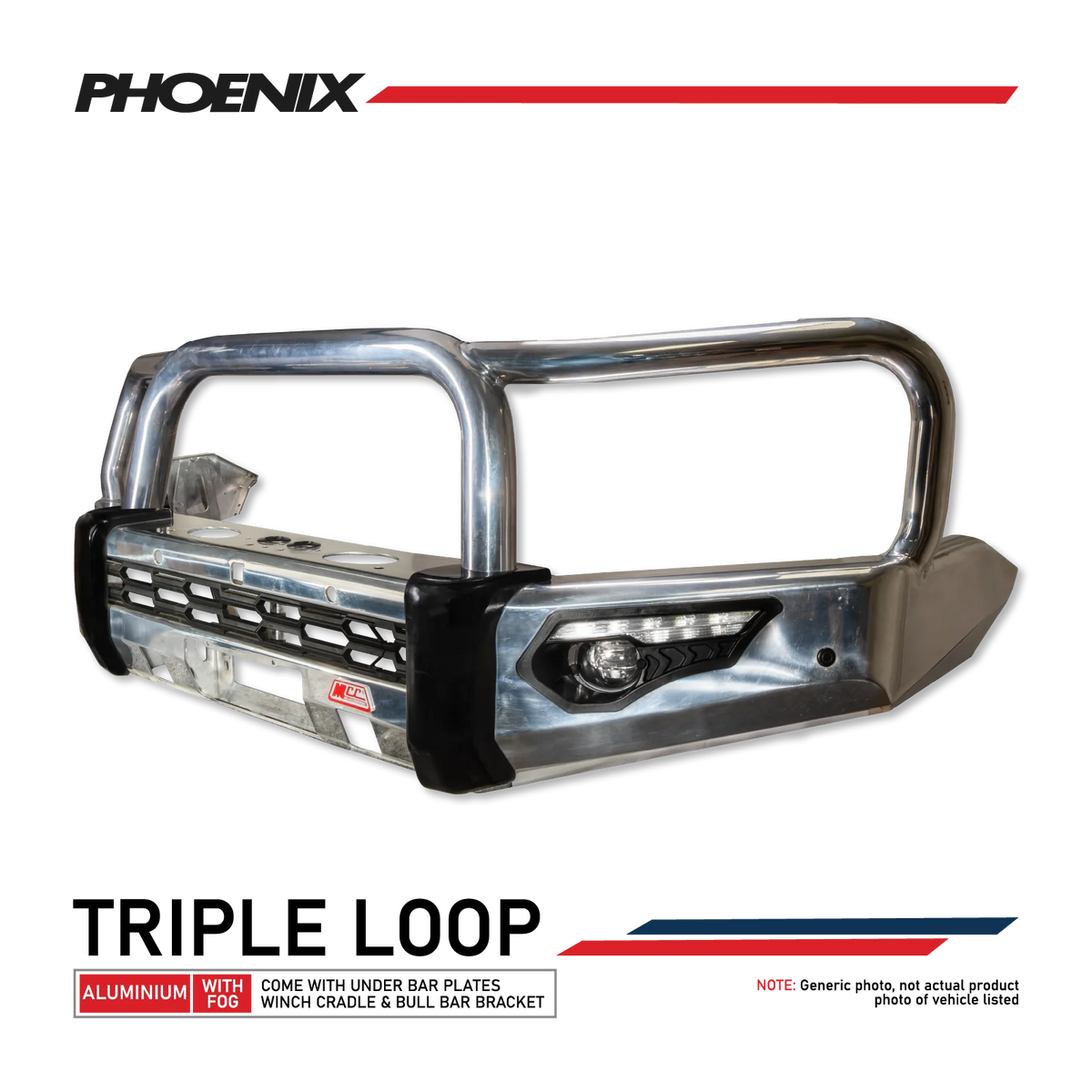 Dmax RG 2020-2024  808-01A Alloy Phoenix Bull Bar Triple Loops Package - SKU MCC-08007-801AW