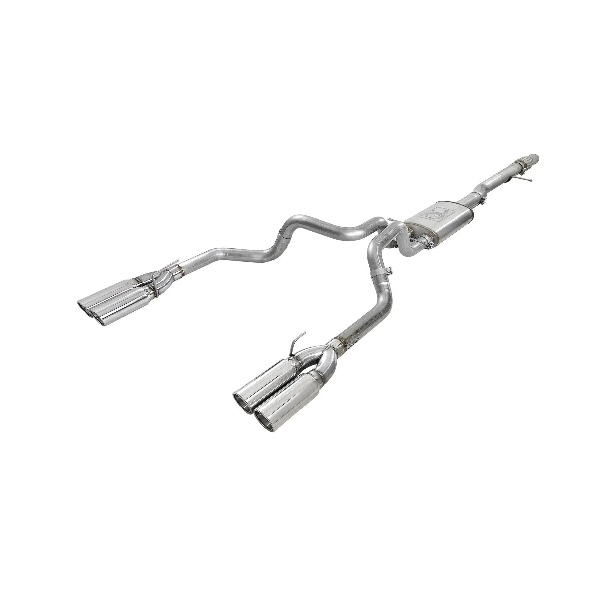 Vulcan Series 4inch to Dual 3inch 304 Stainless Steel Cat-Back Exhaust System, Polished tip suits Chev 1500 (19-26) / GMC 1500 (19-24) by aFe POWER