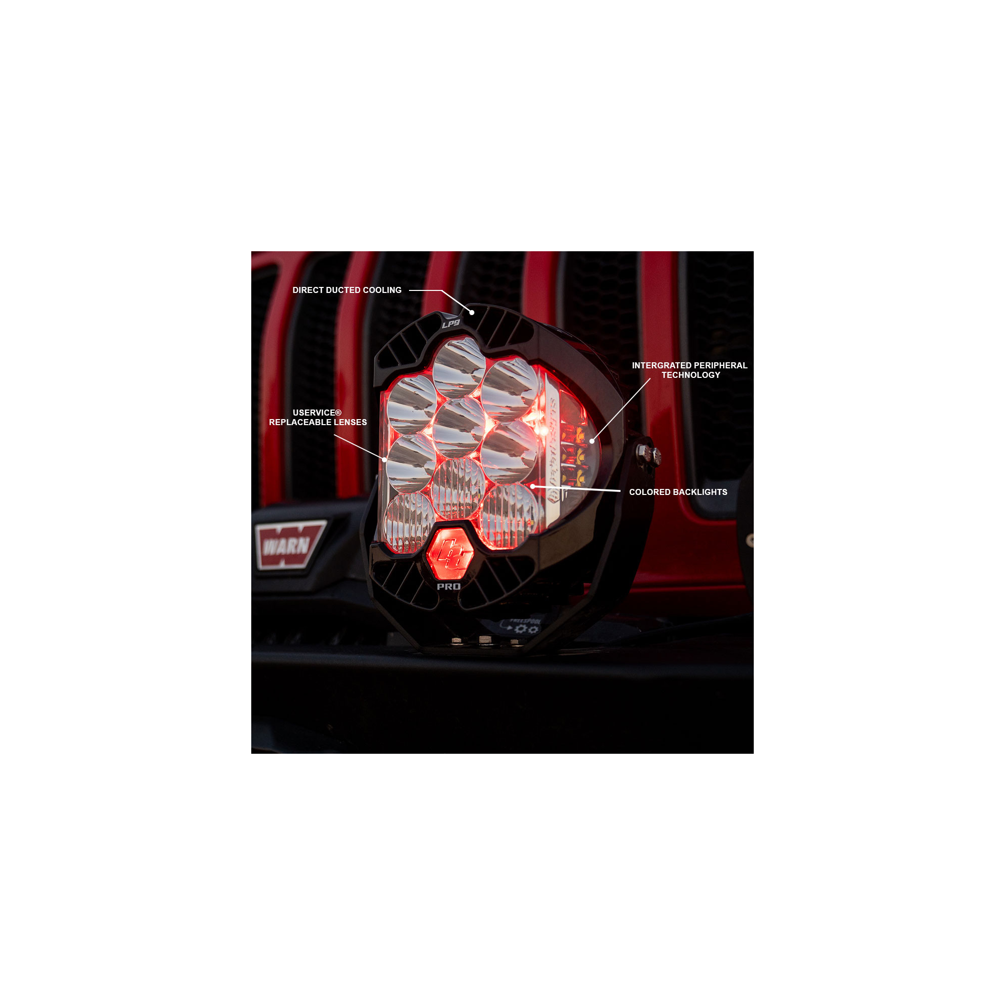 LP9 Pro, LED, Pattern: Driving/Combo, Lens Colour: Clear, Back Light: Amber by Baja Designs