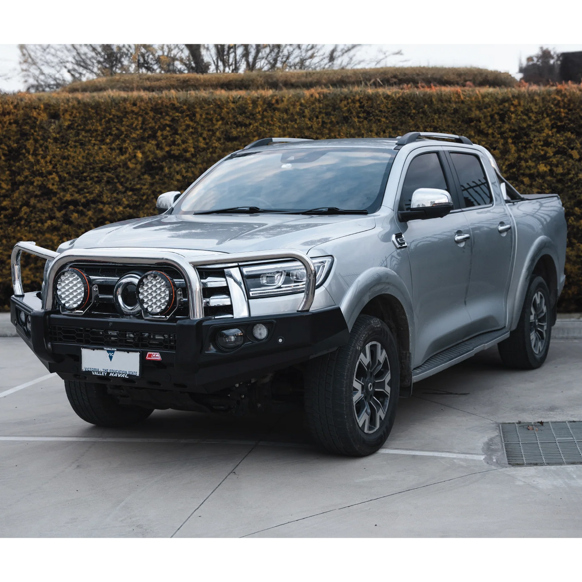 Great Wall Cannon 09/20 to Current - 707-01 Falcon Bull Bar Triple Stainless Loops Package (LED Foglight) - SKU MCC-11002-701FOGUP