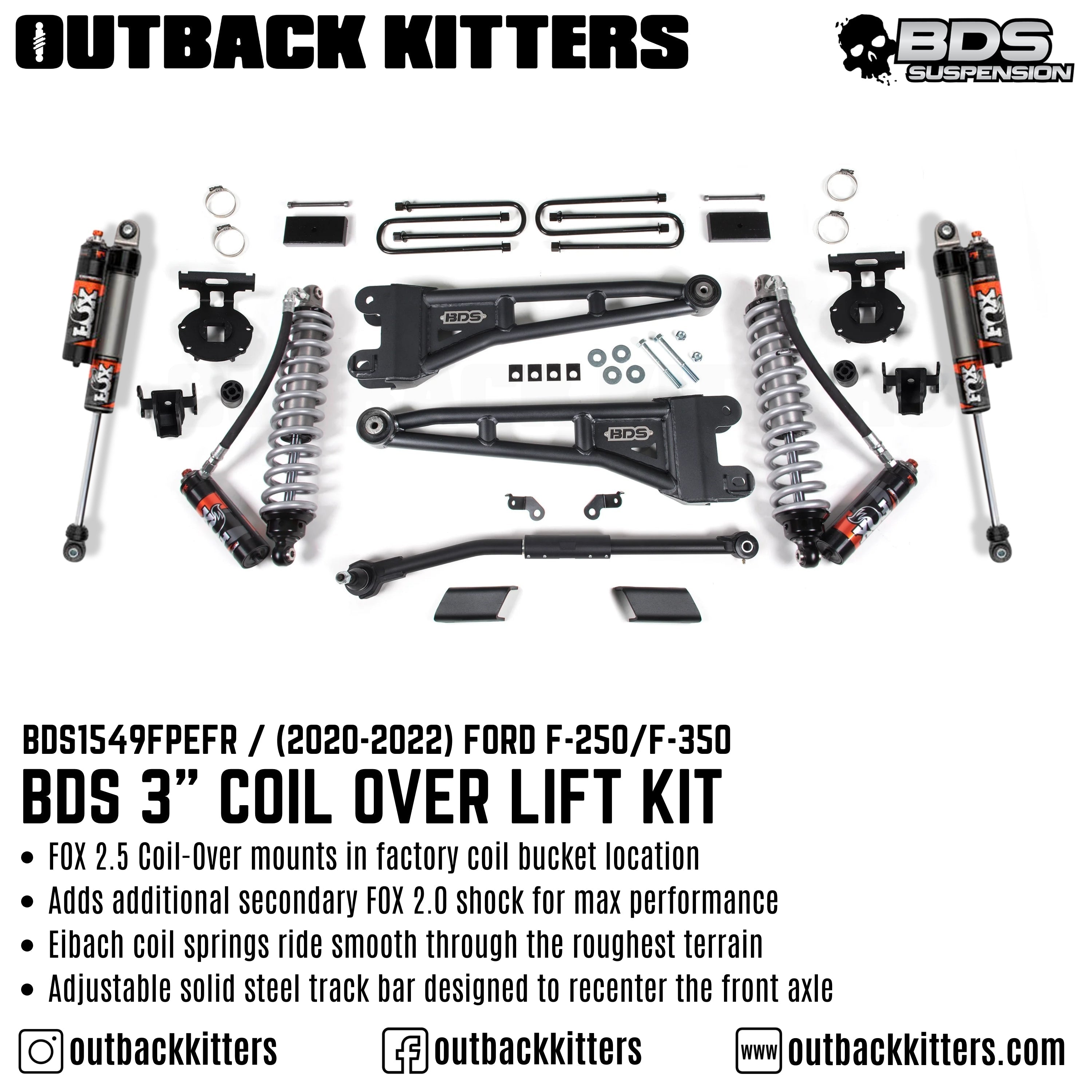 BDS Suspension 3" Coilover Lift Kit for 2020+ Ford F250