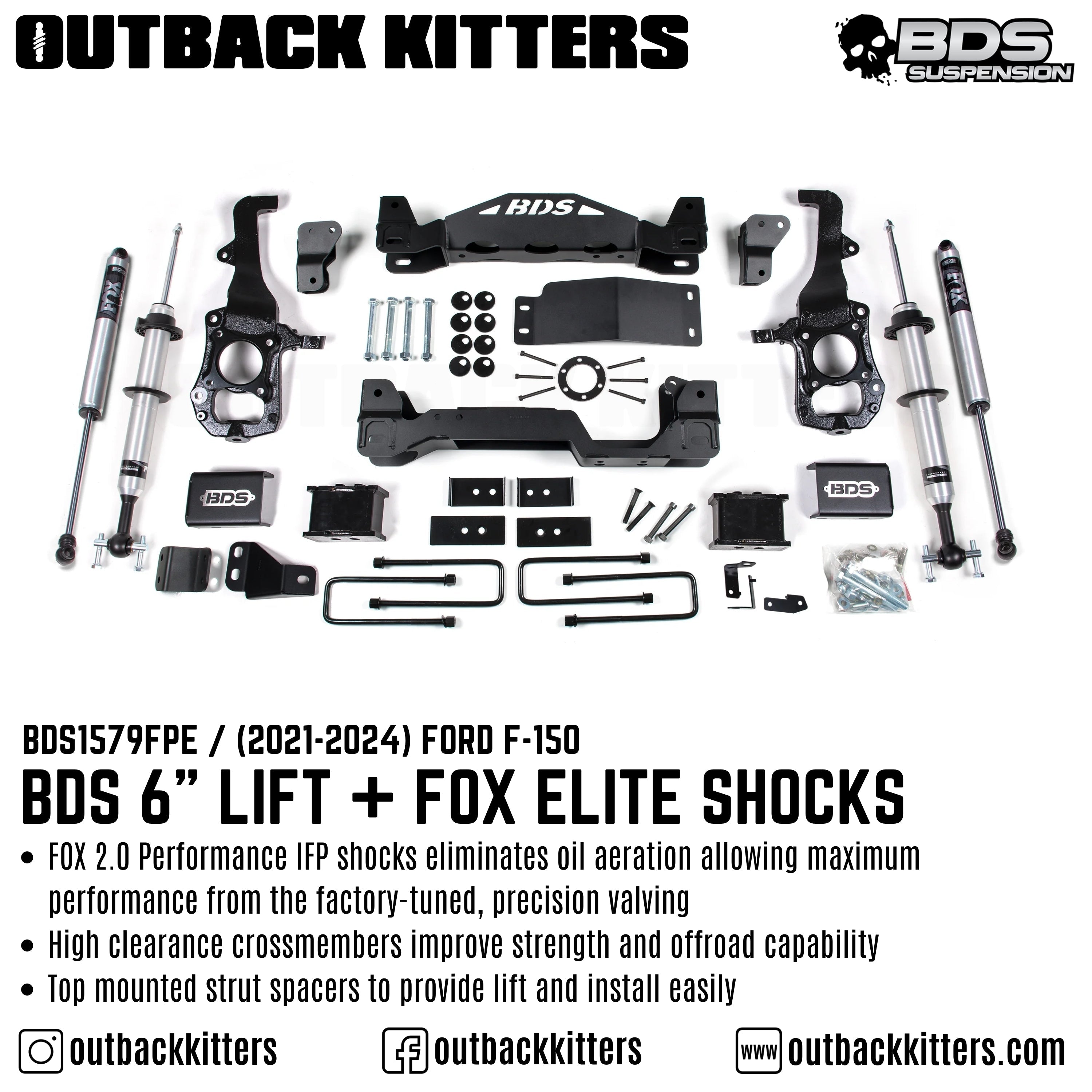 BDS Suspension - 6" Lift Kit for 2021+ Ford F150 with Fox Shocks