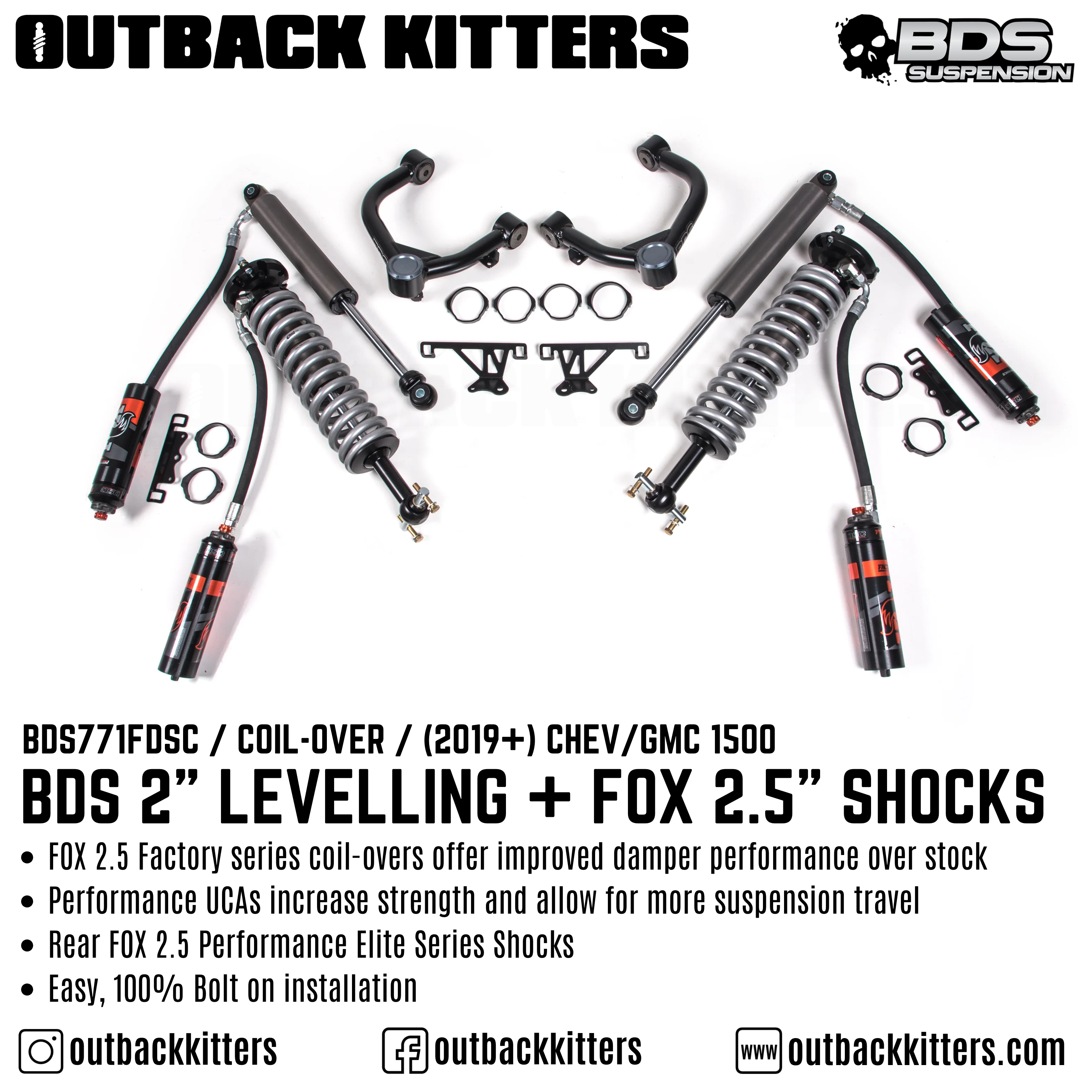 BDS Suspension 2" Levelling Kit for 2019+ Chevy/GMC 1500