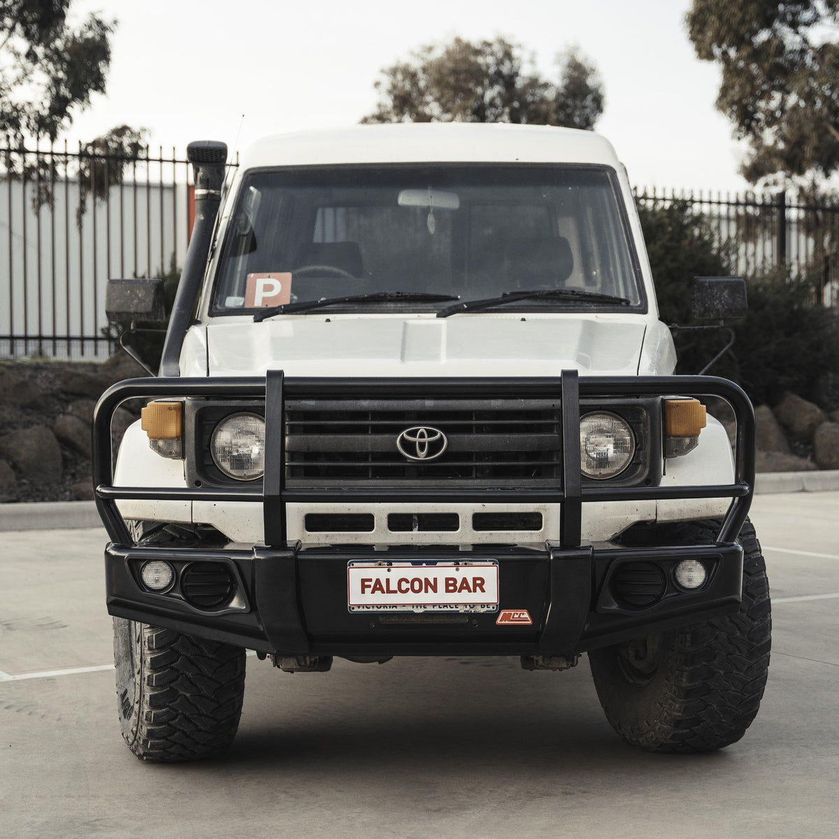 Land Cruiser 70 series 1984-2007 707-02 Falcon Bull Bar Black A-Frame Package (No Foglight) - SKU MCC-01003-702